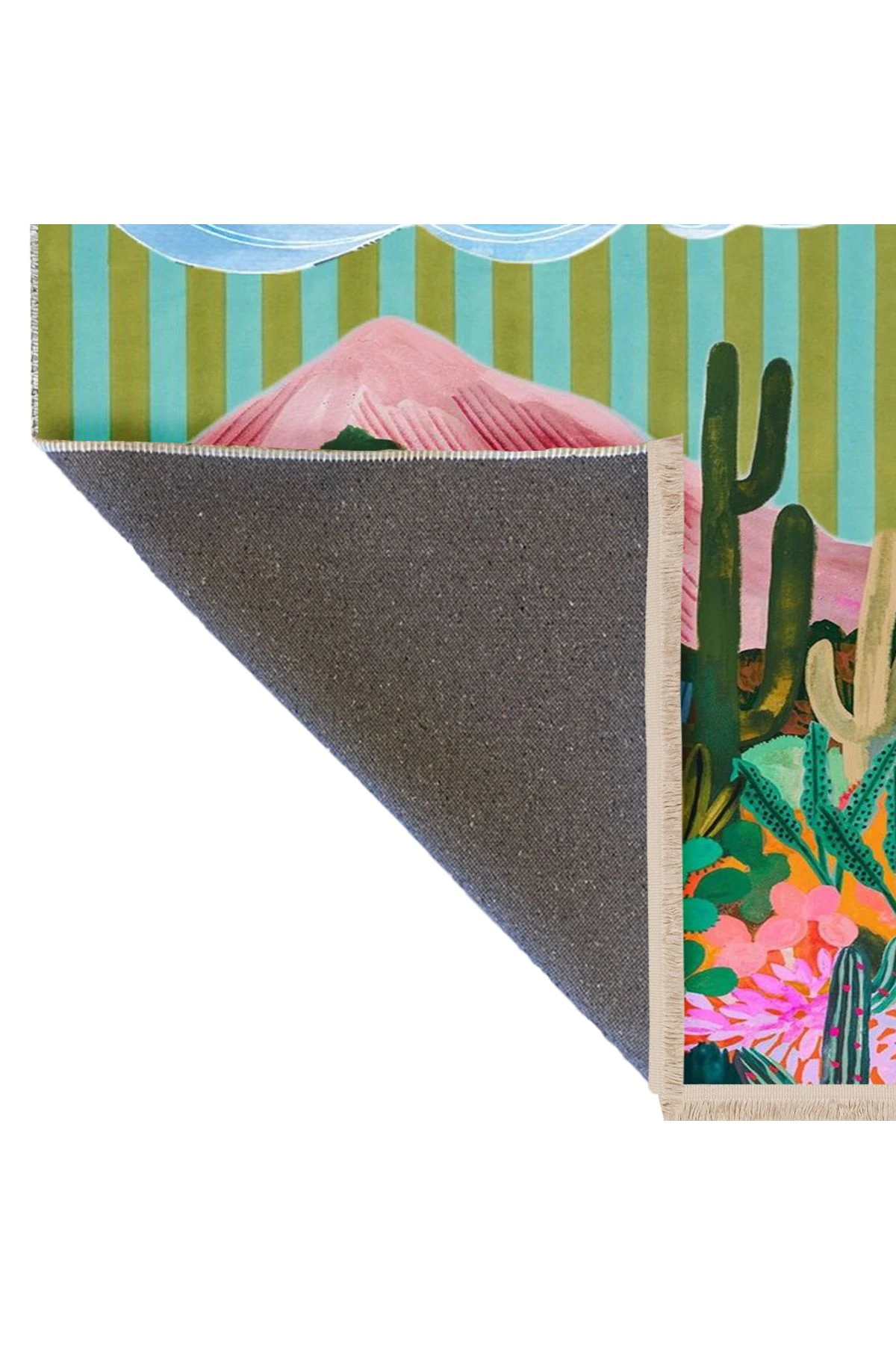 Yılmaz Koleksiyonu Çok Renkli Gökyüzü Dağ Kaktüsler Kreatif Modern Dekoratif Halı yılmaz37