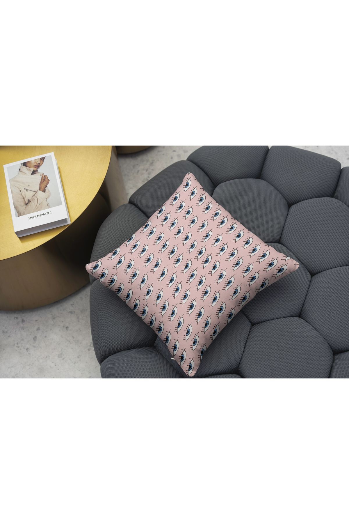 Kırlent Kılıfı 1053 Pembe Mavi Göz