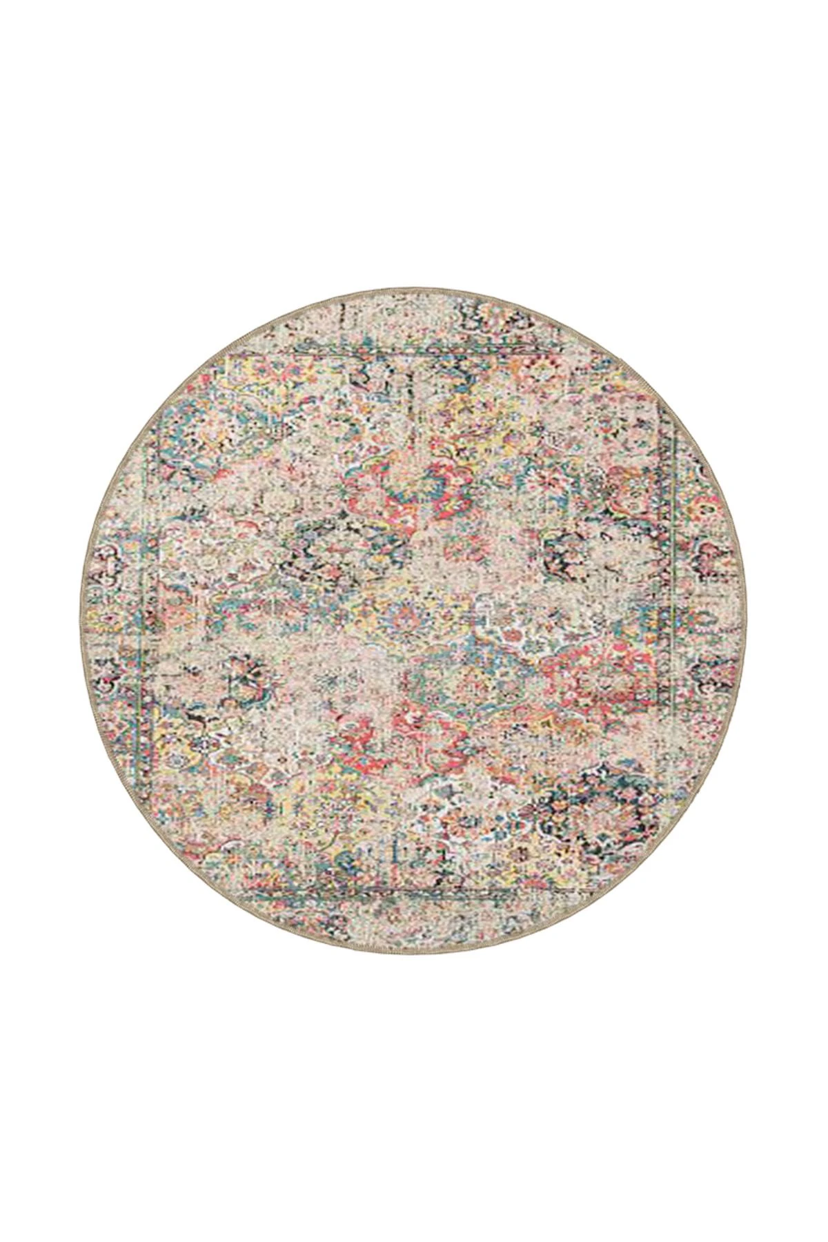 Krem Geometrik Desenli Dokuma Taban miravip813