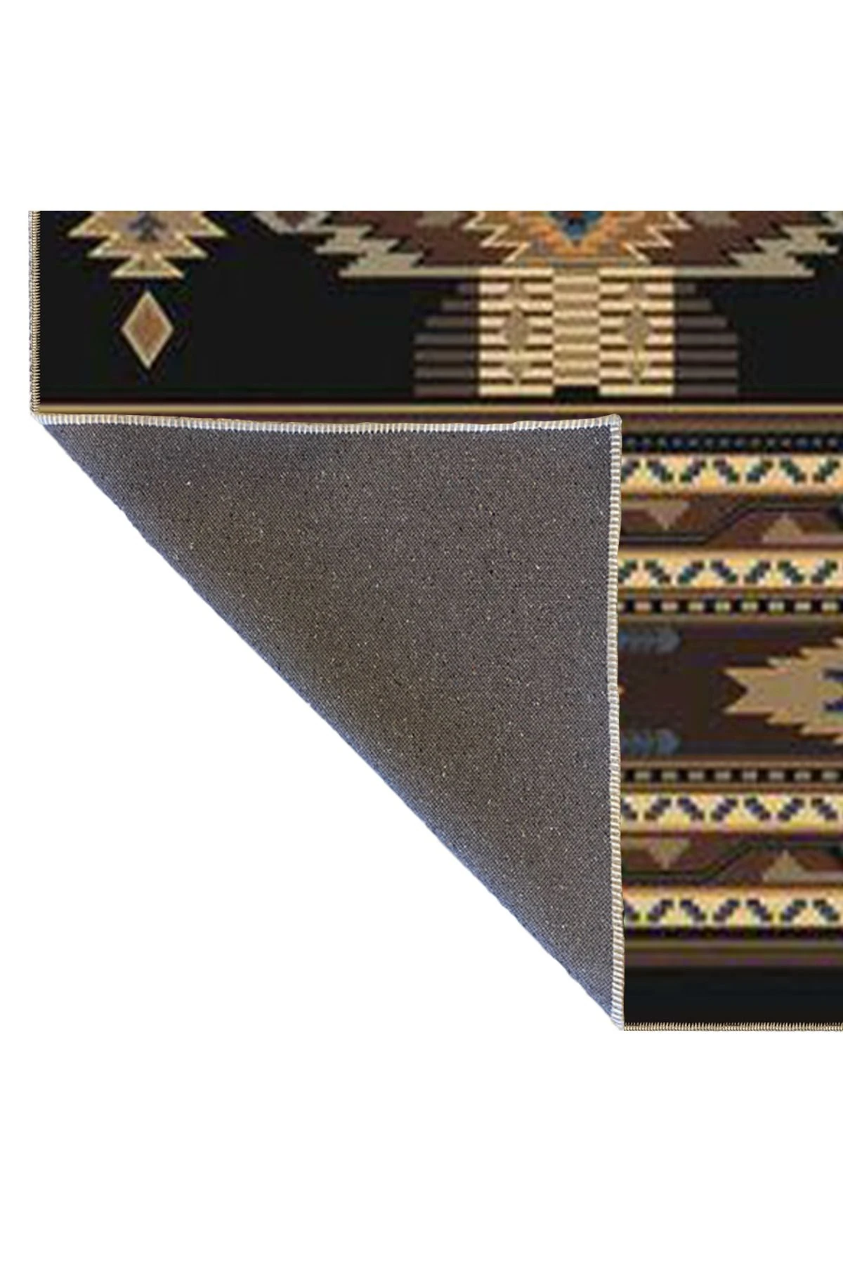 Siyah ve Kahverengi Tonlarında Vintage Dokuma Taban Halı 3763