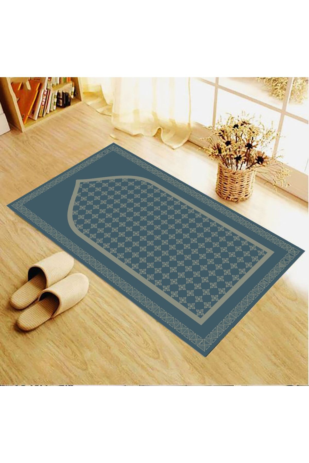 Kapalı Mavi Geometrik Seccade 70x120