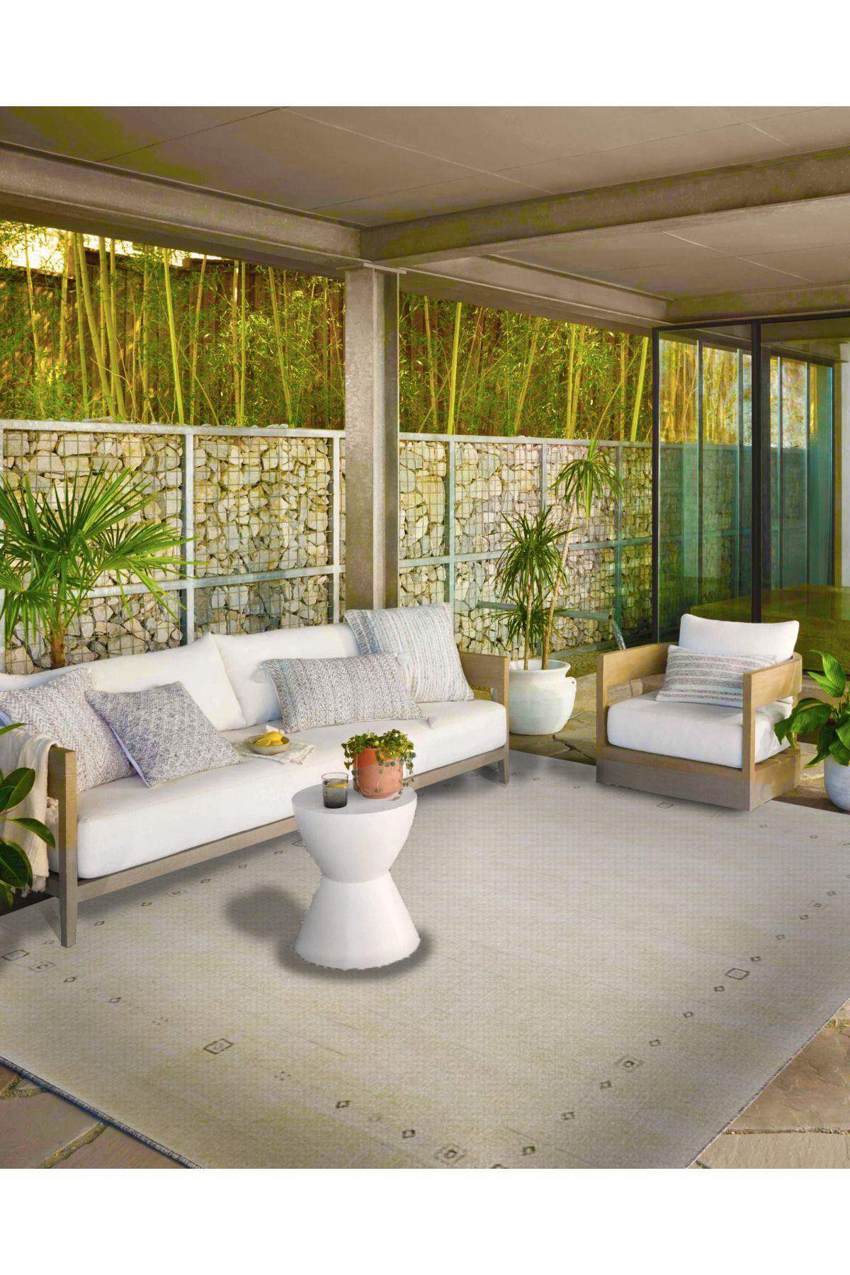 Soft Krem Desenli Dokuma Taban Halı ve Yıkanabilir Halı miravip10287