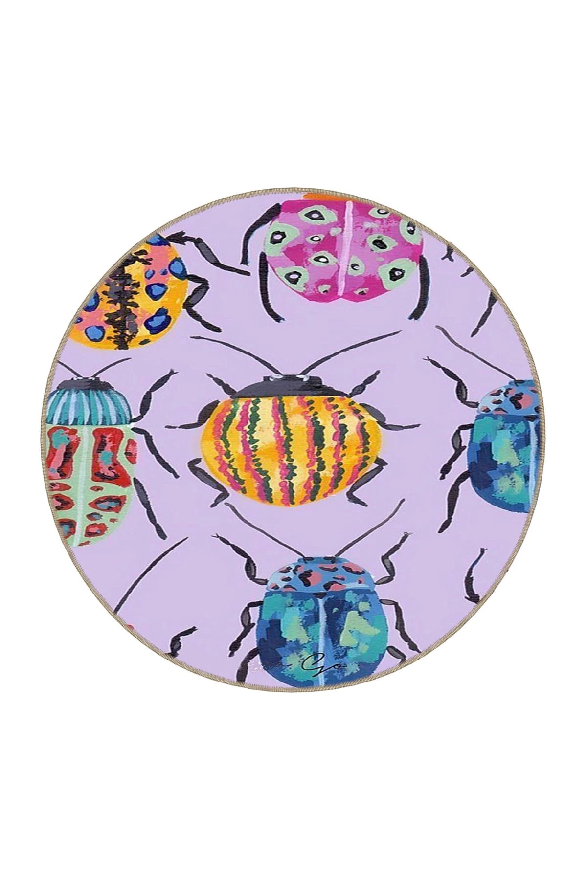 Pembe Renk Temalı Örümcek Hayvan Desenli Dokuma Taban Halı 3726