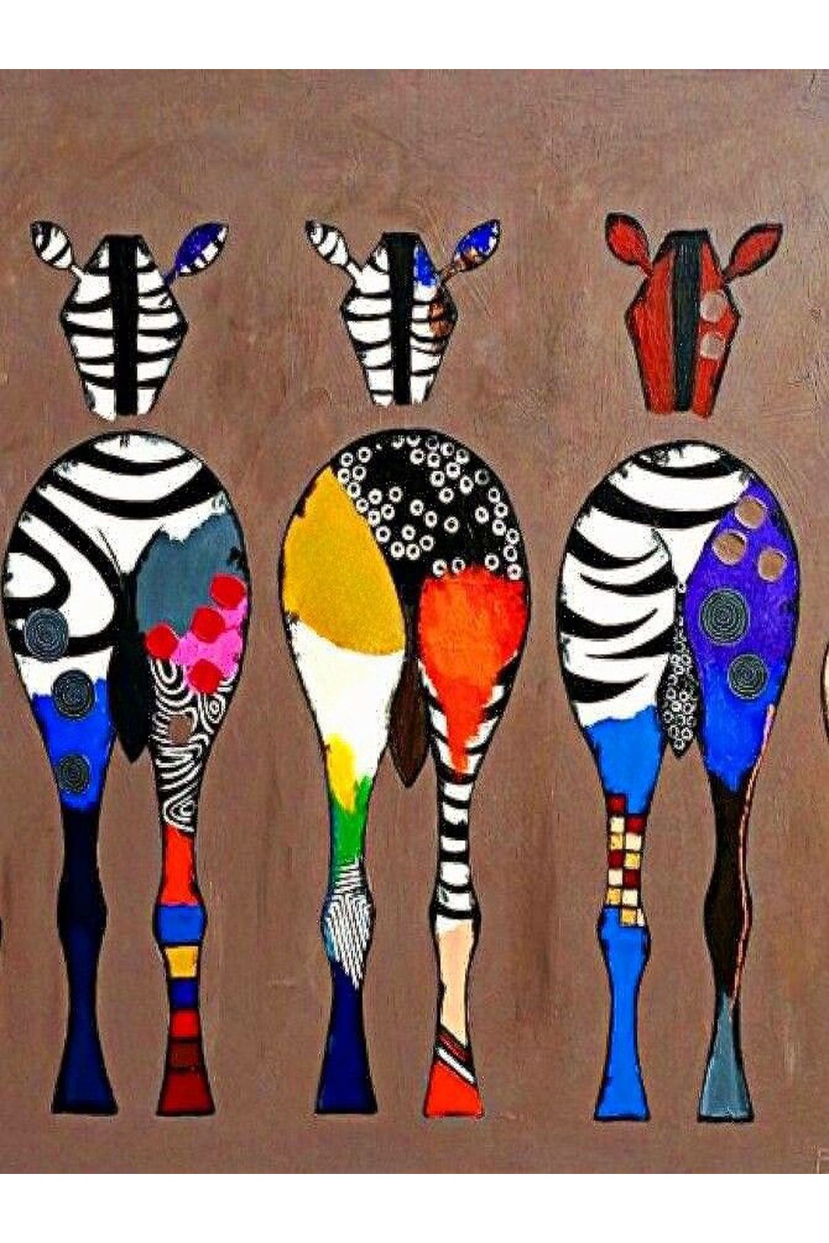 Kuzey Koleksiyonu Renkli Üç Zebra Desenli Dokuma Taban Dekoratif Halı kuzey30