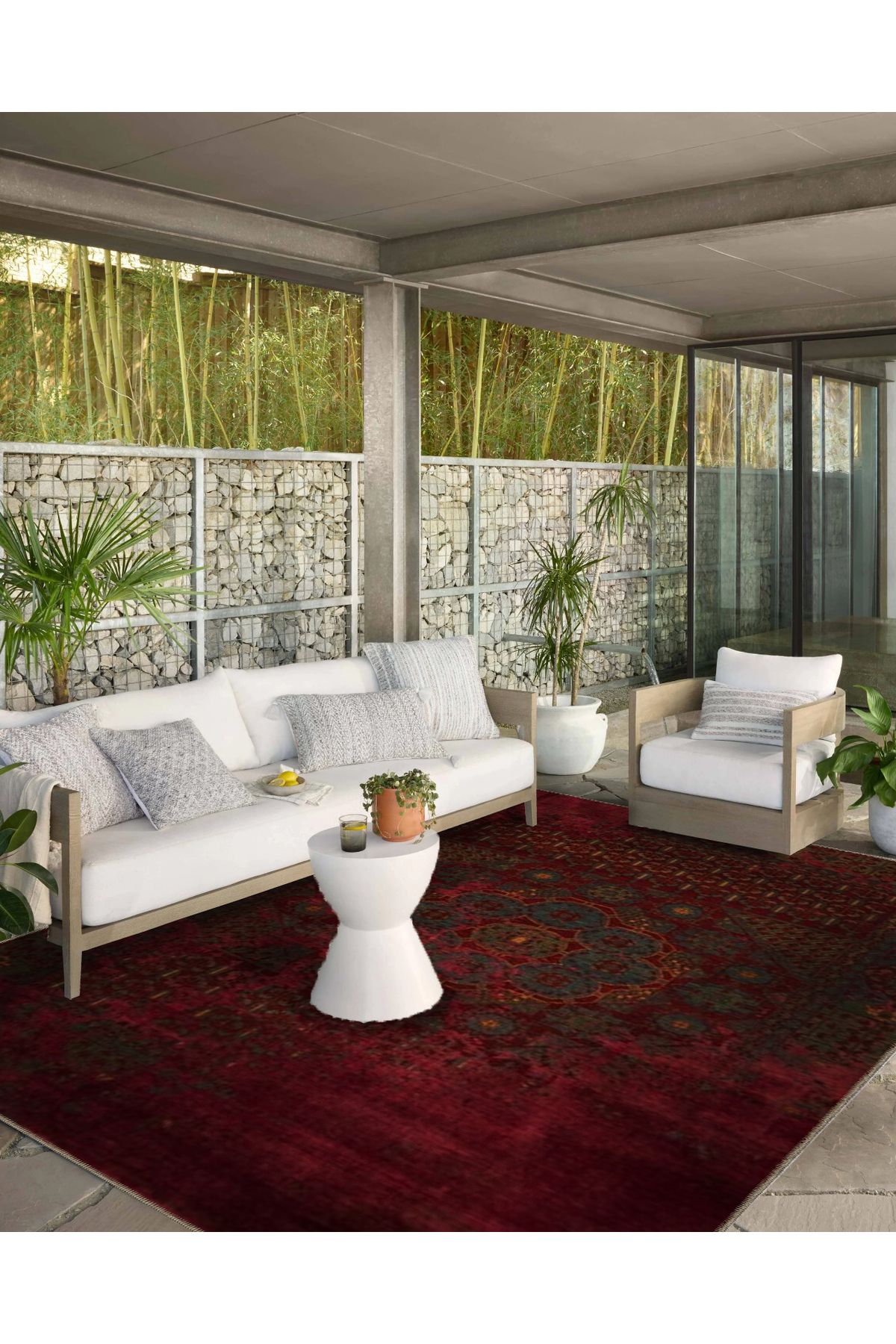 Bordo Temalı Geleneksel Motif Etnik Desenli Vintage Dekoratif Halı 5195