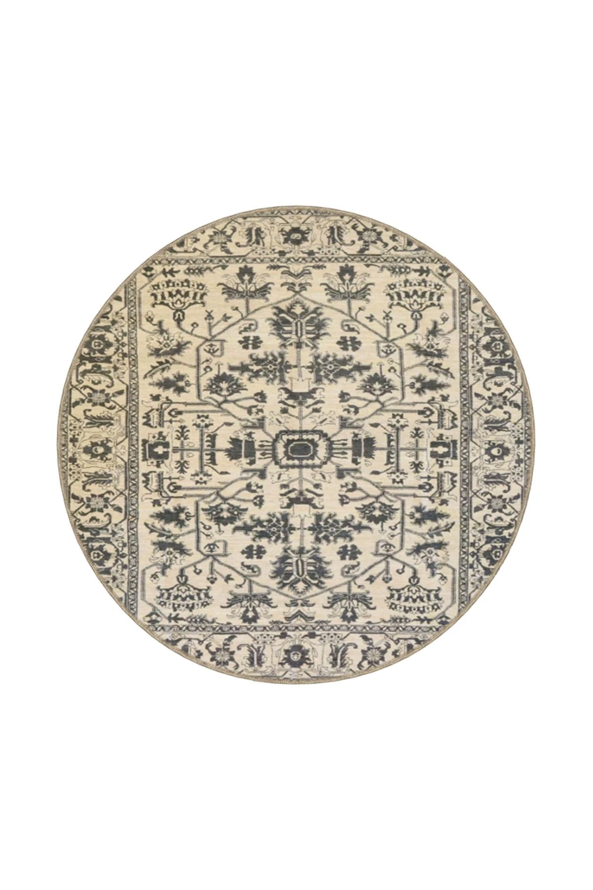 Geometrik Krem Botanik Çiçekli Baklavalı Desenli Dokuma Taban Halı ve Yıkanabilir Halı aloha95