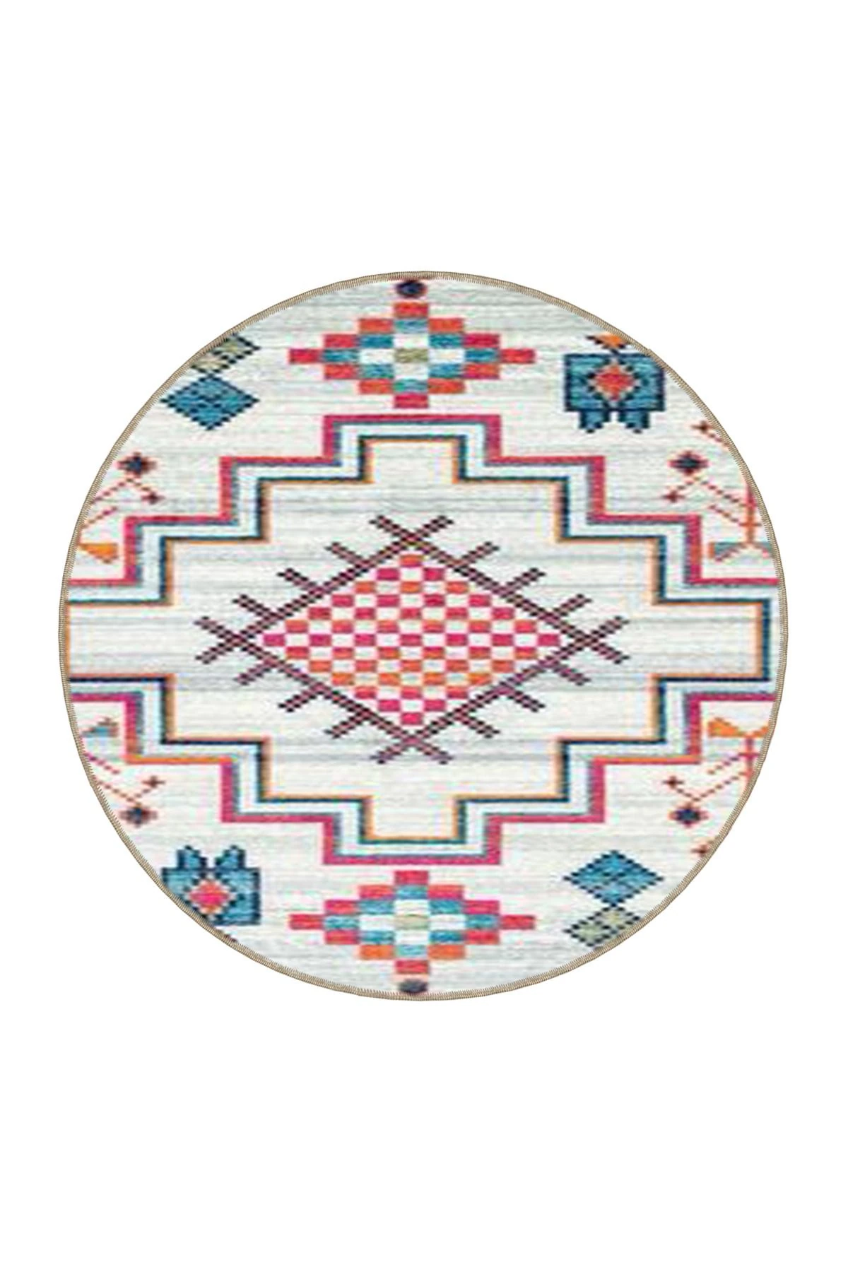 Açık Gri Tonlarında Geometrik Kreatif Dokuma Taban Halı 4004