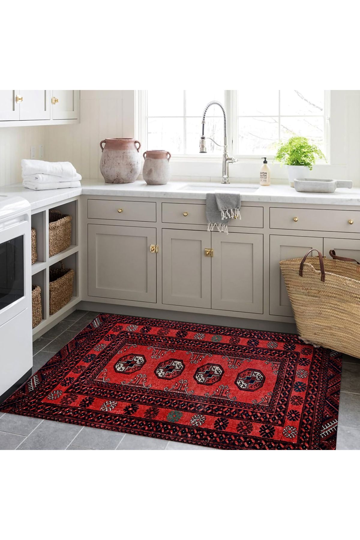 Mete Koleksiyonu Turuncu Temalı Geleneksel Motif Desenli Vintage Dekoratif Halı 21