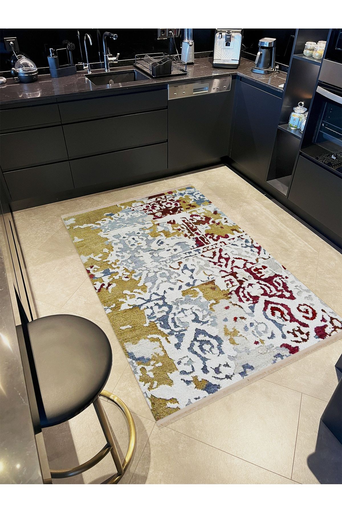 Barcelona Koleksiyonu Çok Renkli Soyut Geleneksel Motif Desenli Vintage Dekoratif Halı 61