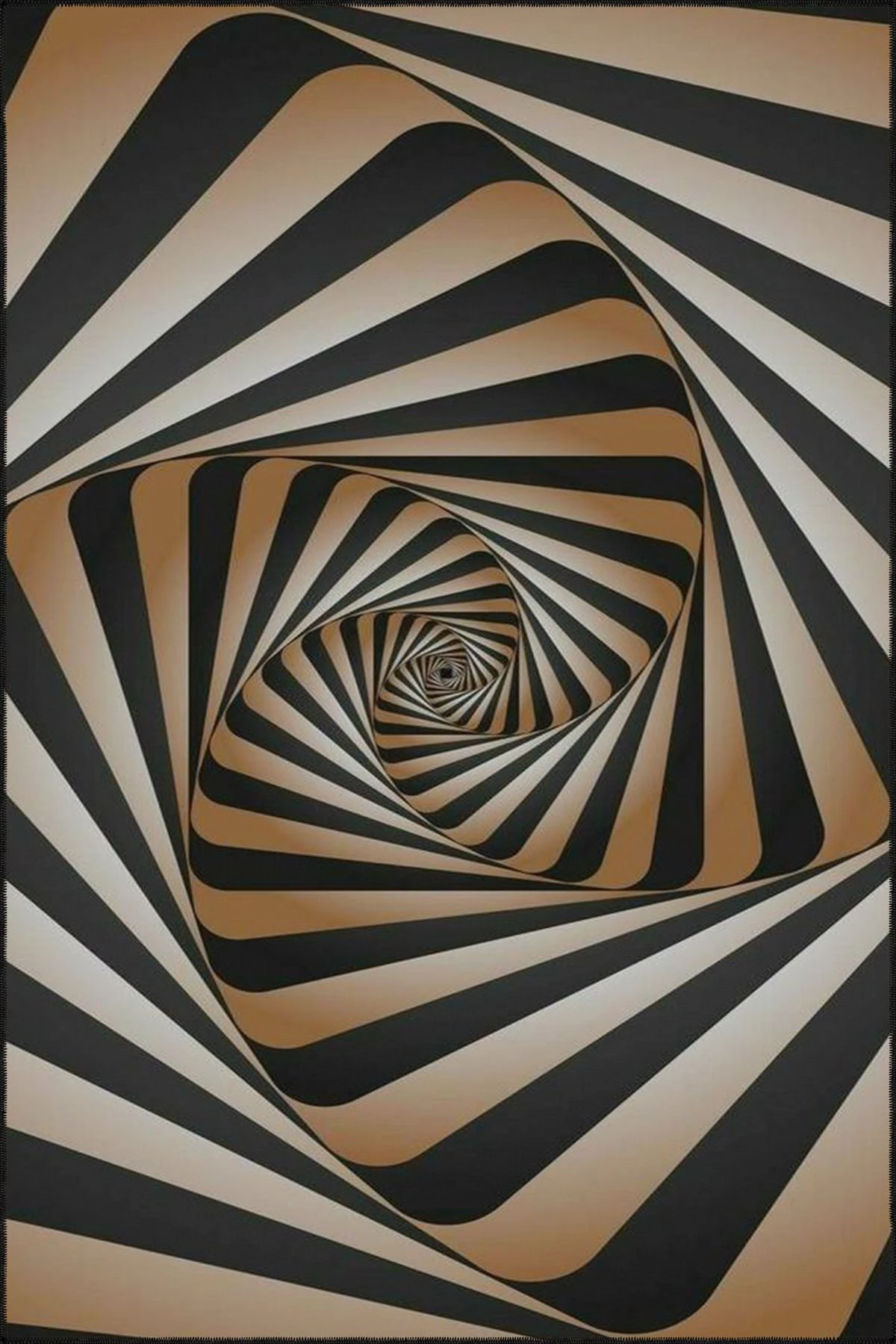 Kahverengi Siyah Sonsuz Geometrik Temalı Dekoratif Halı ve Yıkanabilir Halı miravip9726