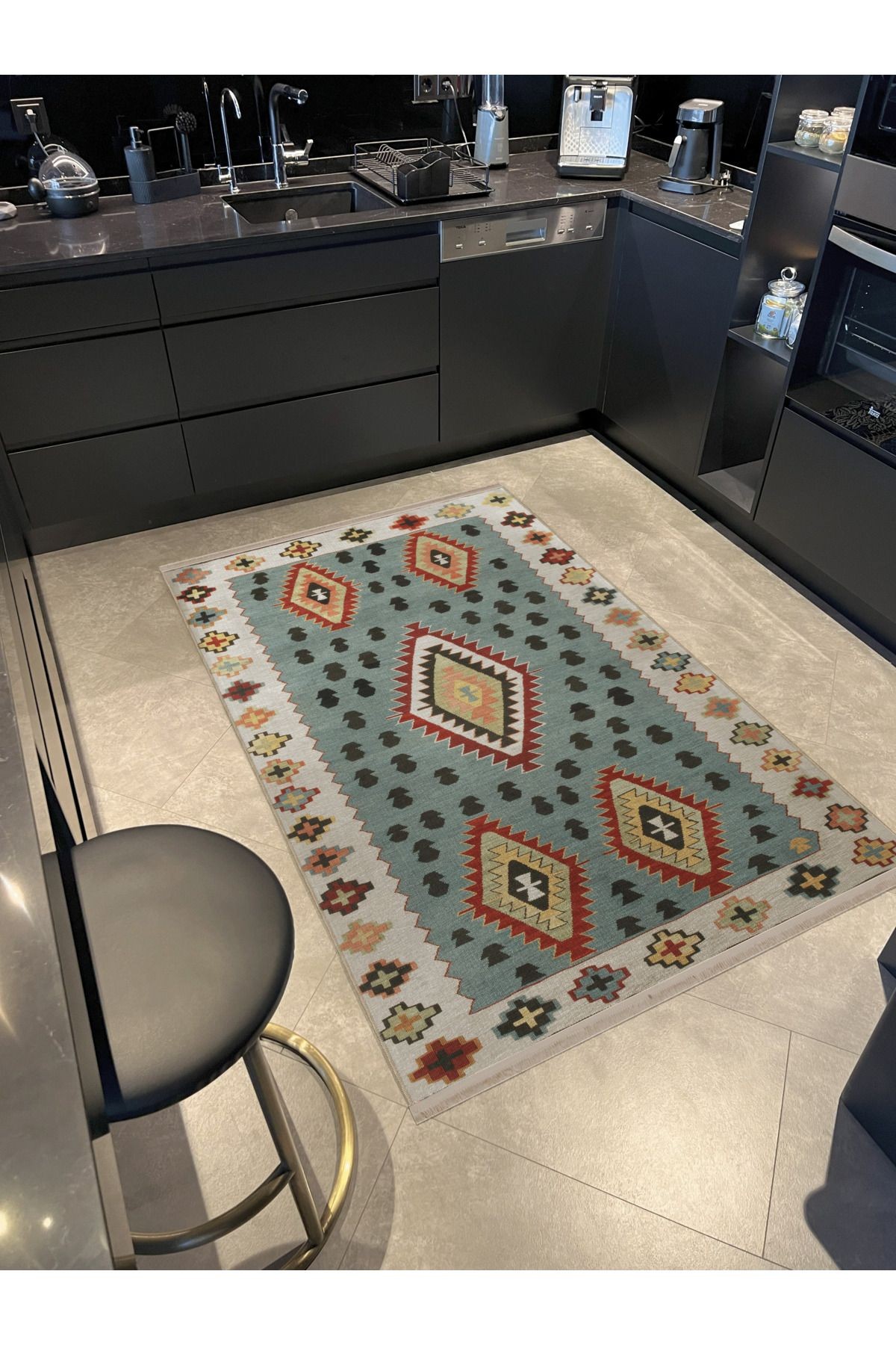 Çok Renkli Geleneksel Motif Etnik Desenli Kreatif Vintage Dekoratif Halı 2684