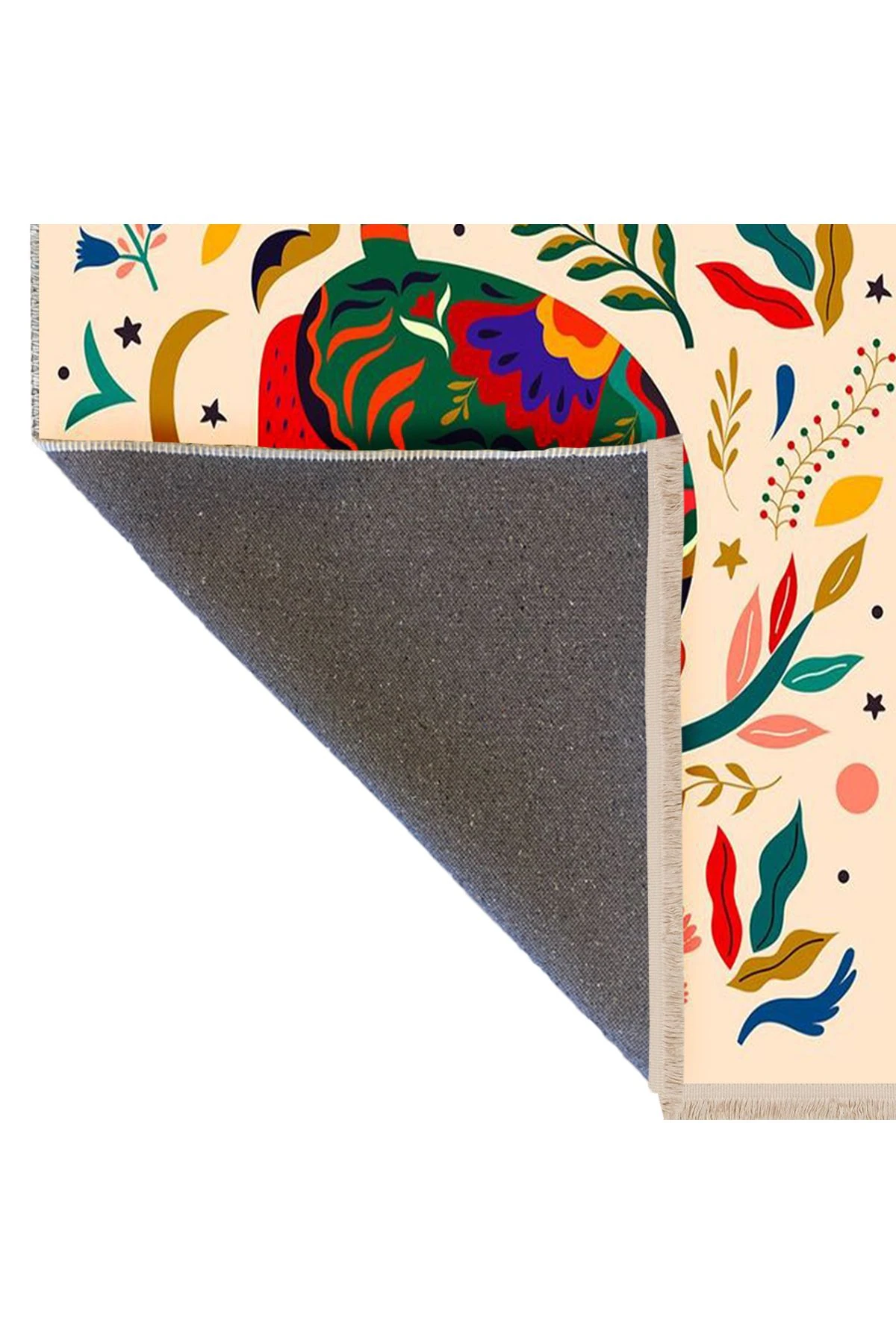 Özge Koleksiyonu Çok Renkli Güneş Kaplan Çiçek Desenli Dokuma Taban Modern Dekoratif Halı özge51