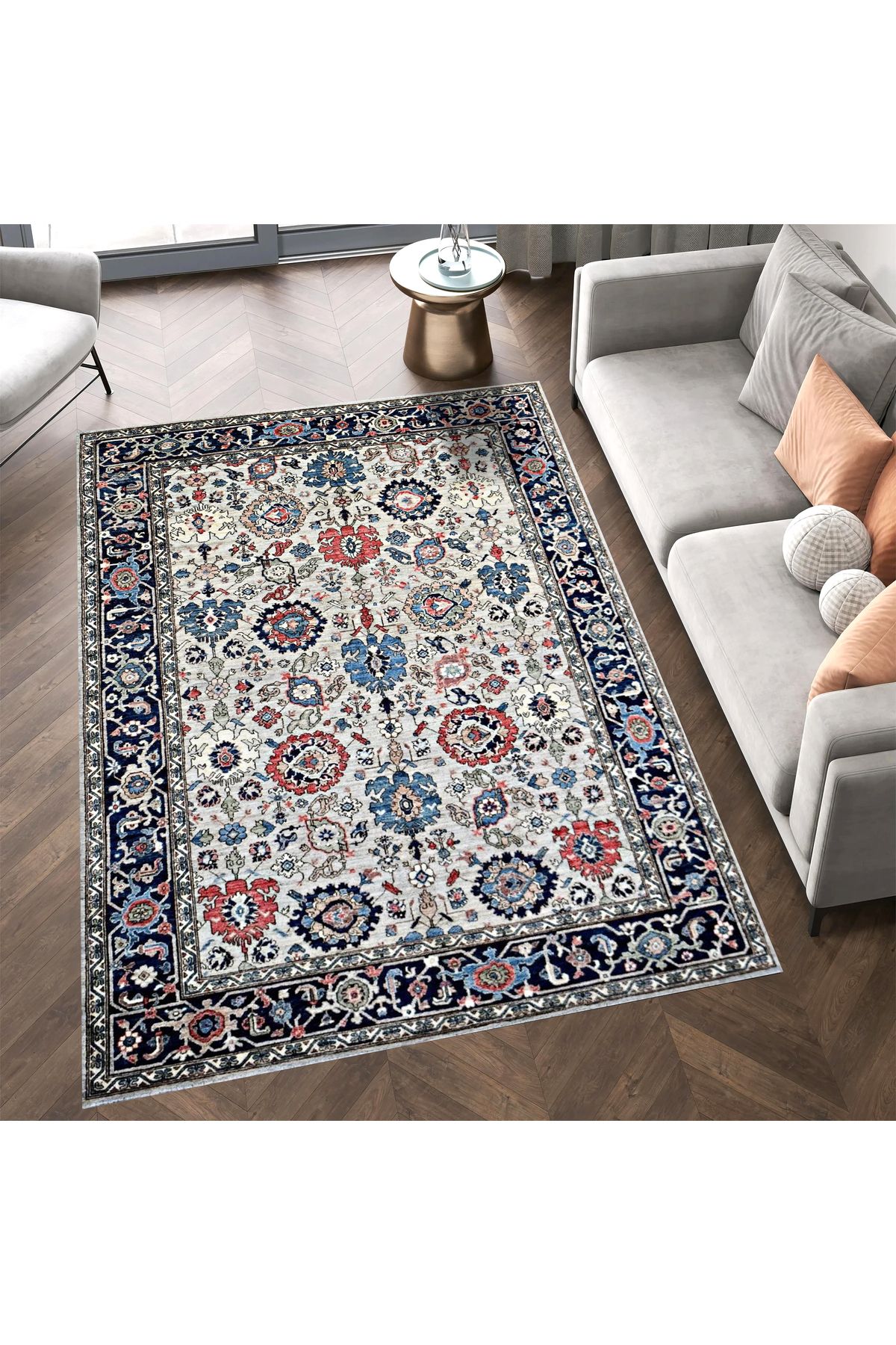 Mete Koleksiyonu Çok Renkli Karma Motifli ve Geleneksel Desenli Vintage Dekoratif Halı 18