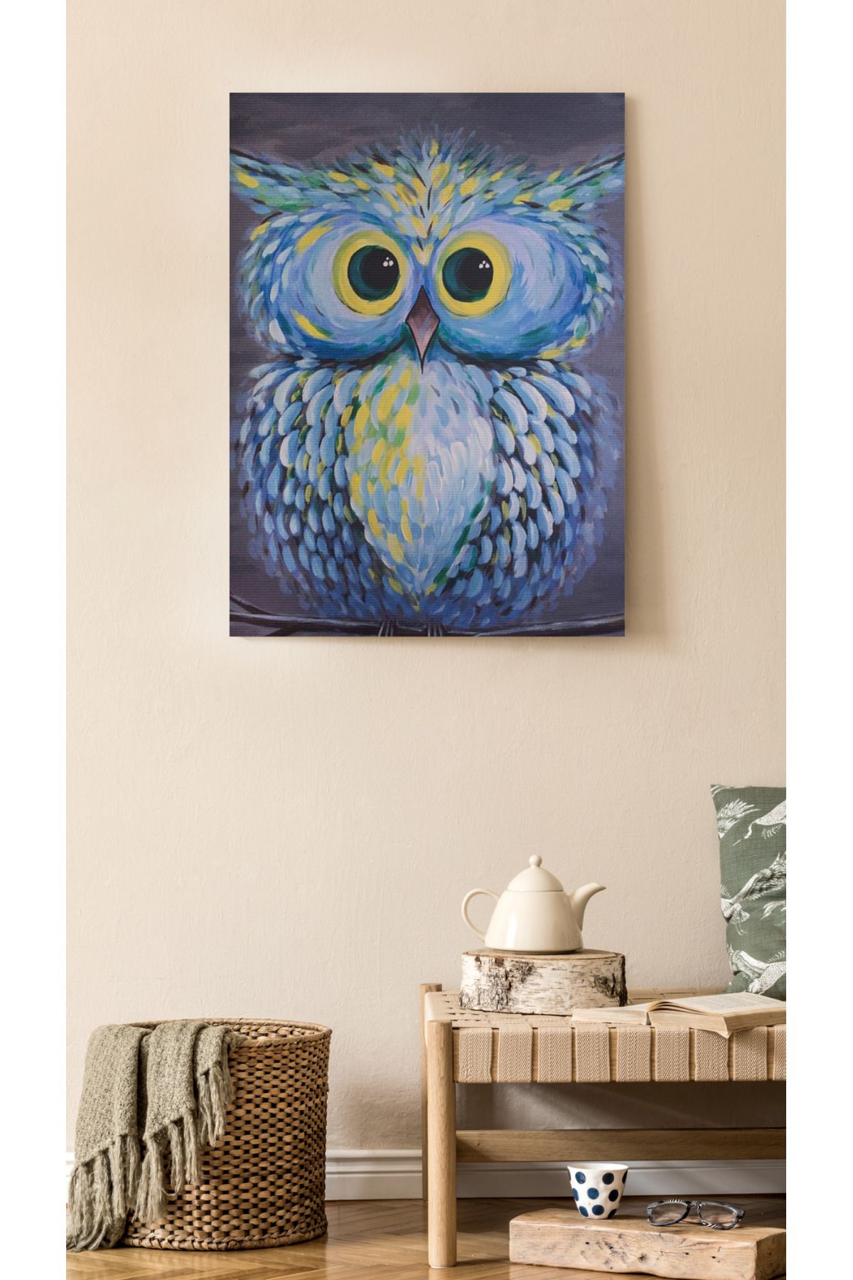 Kanvas Tablo Yavru Baykuş Temalı Desenli Temalı Tablo