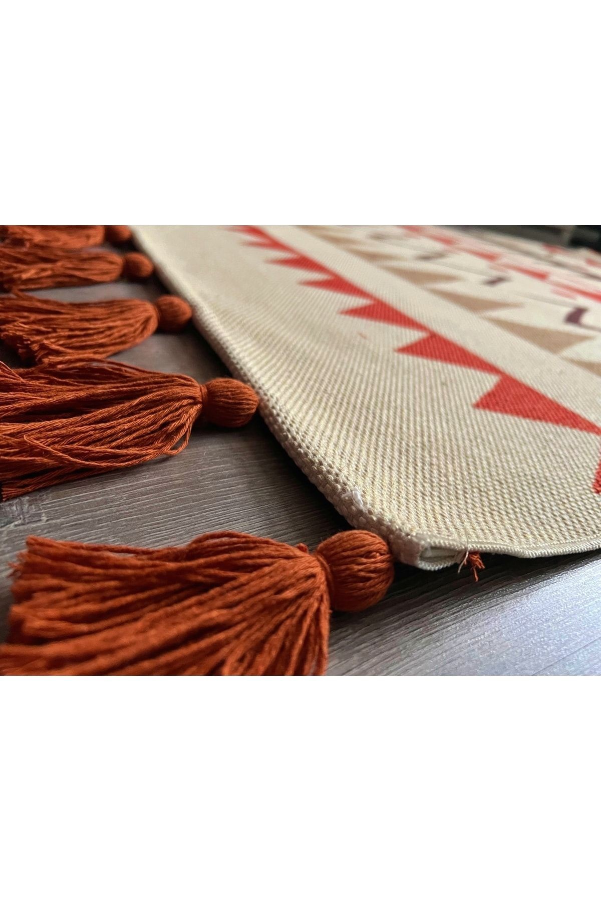 Cotton 566 Iskandinav Desenli Ekru Dokuma Taban Kilim