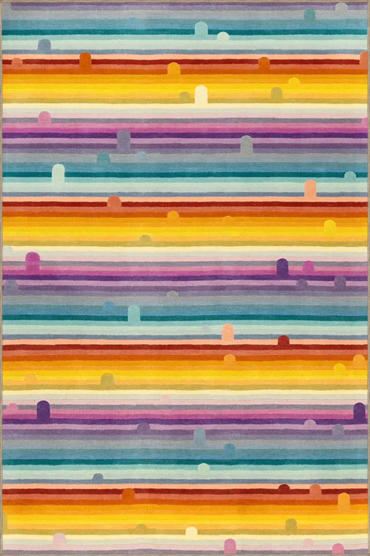 Modern Sarı Kırmızı Düz Desenli Renkli Dekoratif Halı miravip604