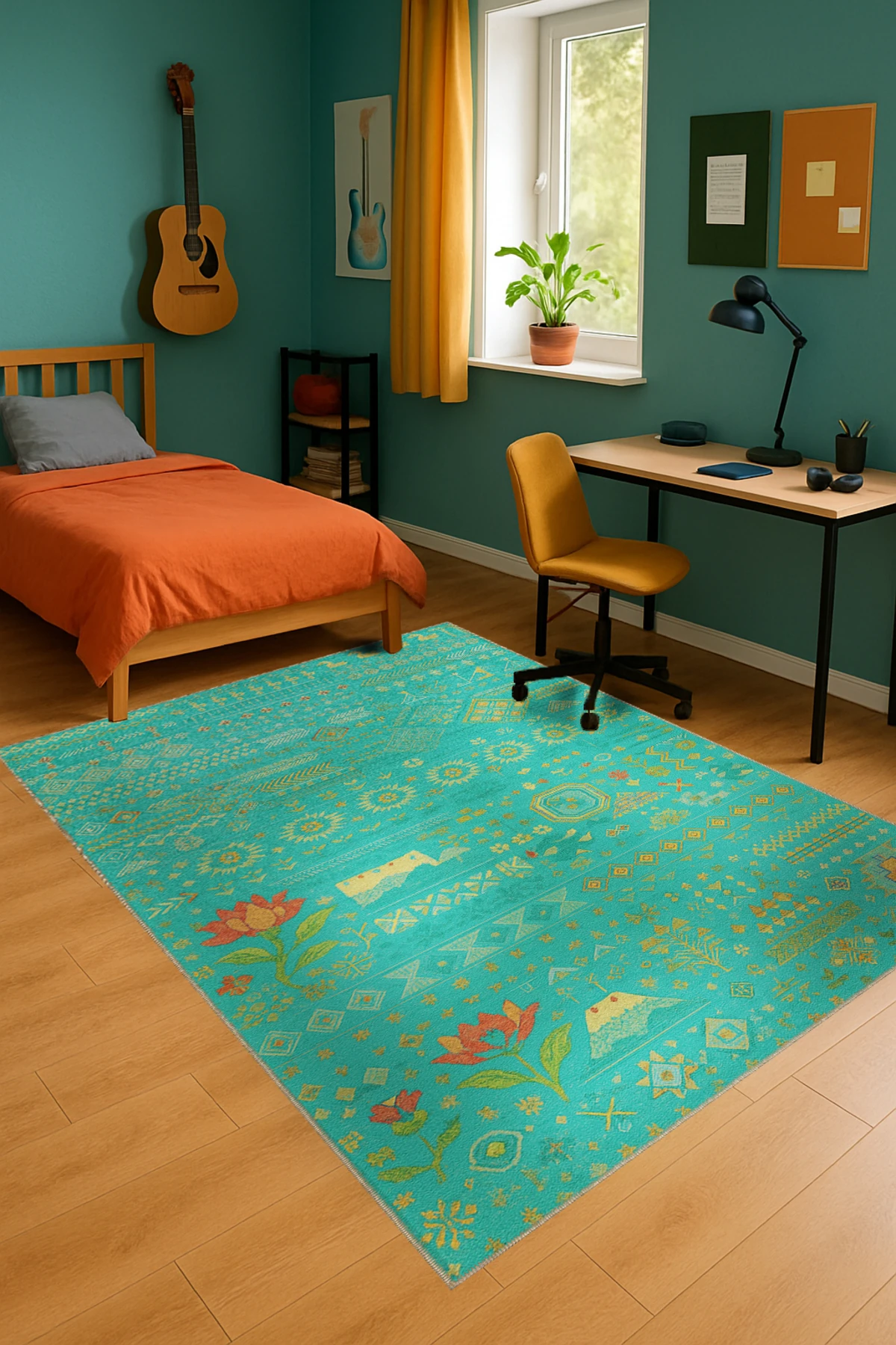 MOSSO Klasik Anadolu Geleneksel Desenli Dokuma Taban Vintage Dekoratif Halı mosso854