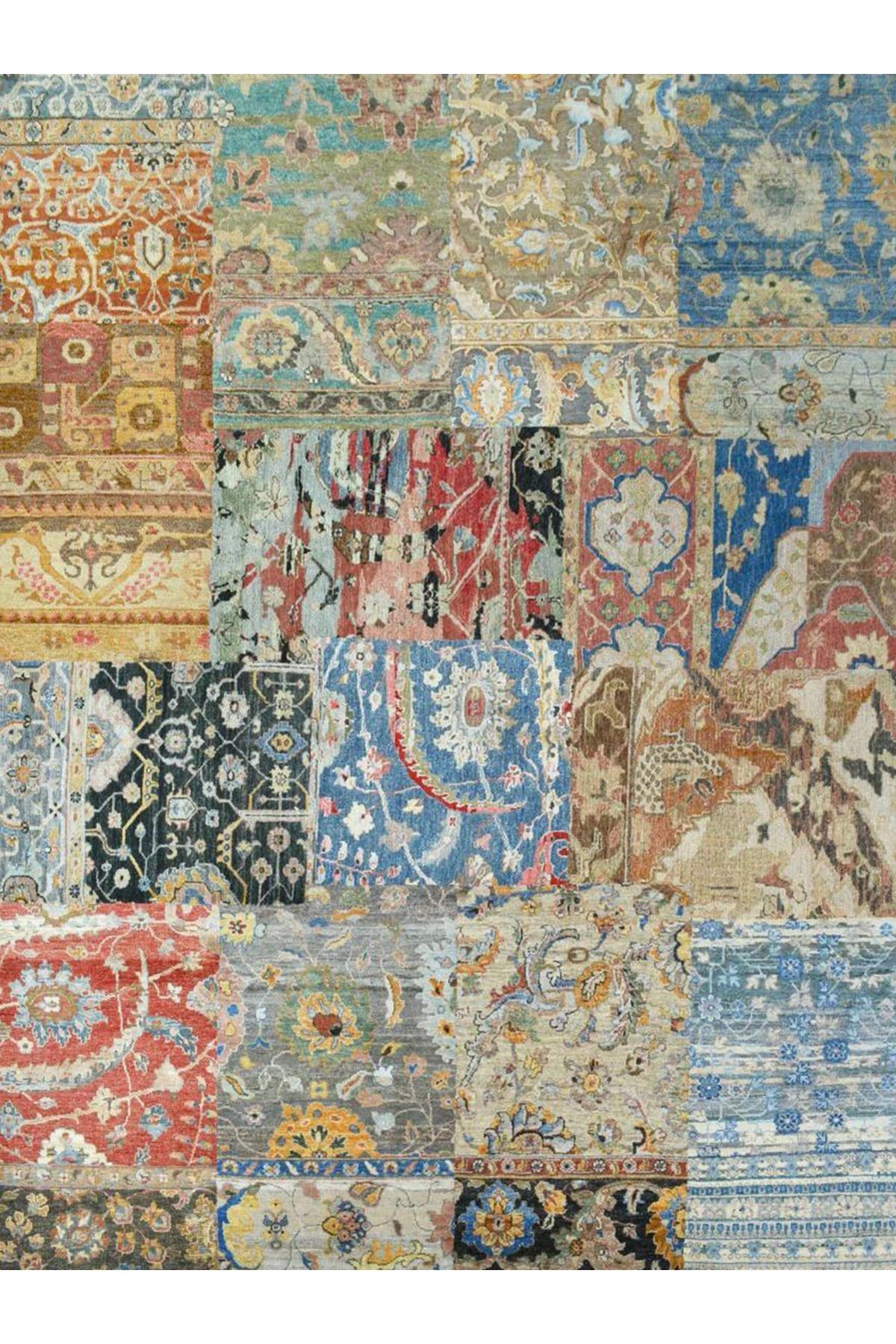 Barcelona Koleksiyonu Çok Renkli Eskitme Patchwork Görünümlü Dekoratif Halı barcelona47