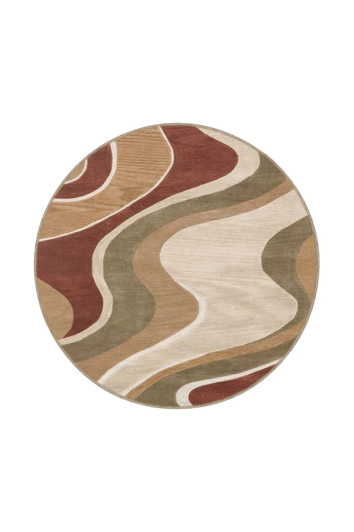 Dalgalı Kahverengi Tonlarda Desenli Dokuma Taban ve Yıkanabilir Halı miravip9378