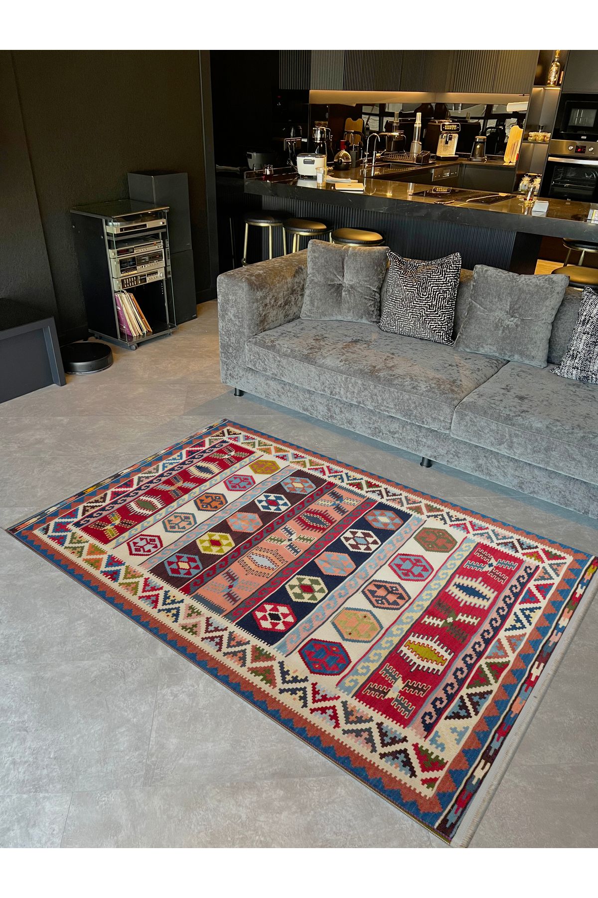 Güney Koleksiyonu Çok Renkli Etnik Motifli Geleneksel Desenli Vintage Dekoratif Halı 29