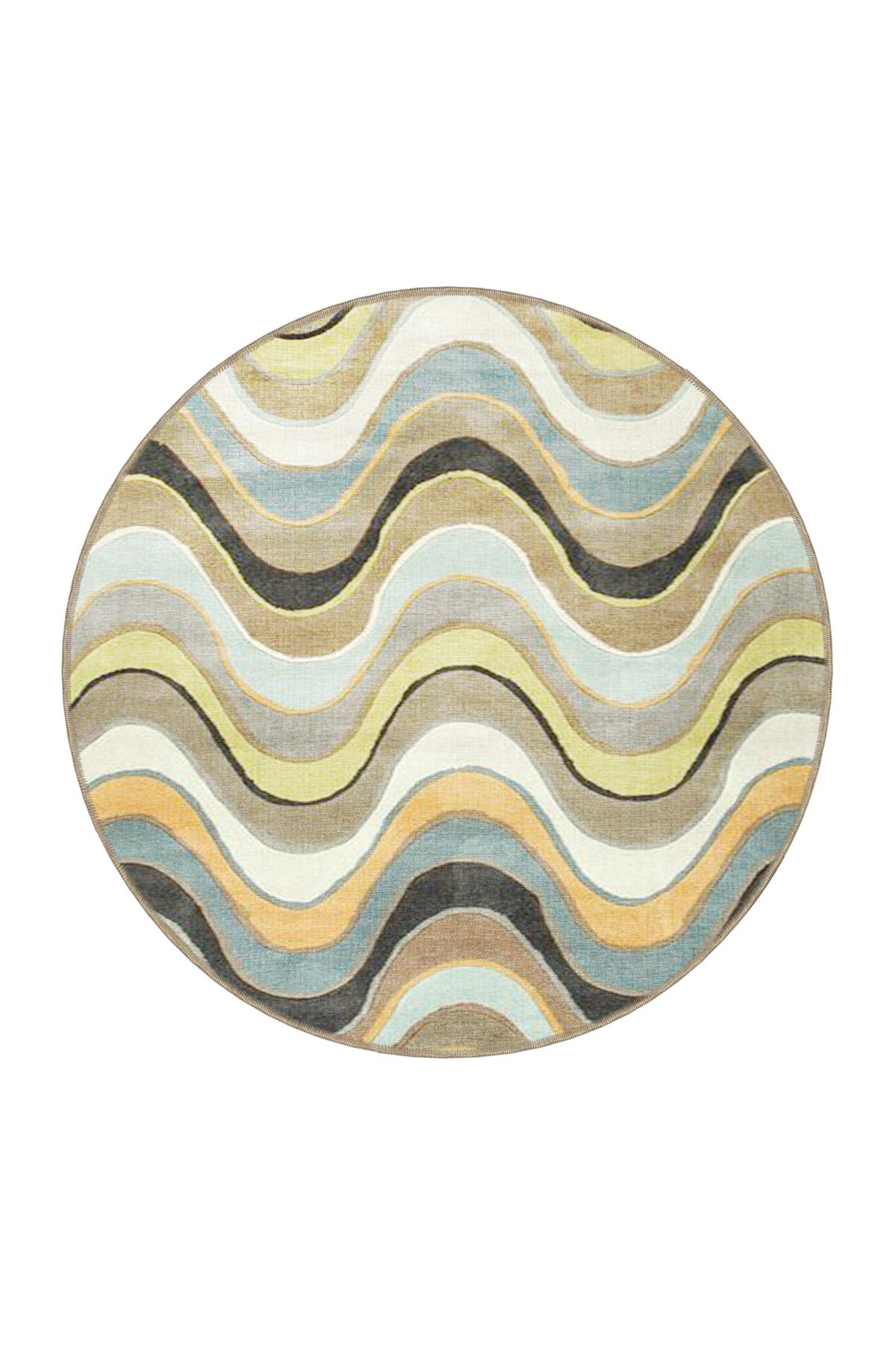 Gri ve Karışık Renk Tonlarında Dalgalı Desenli Dekoratif Halı 4078