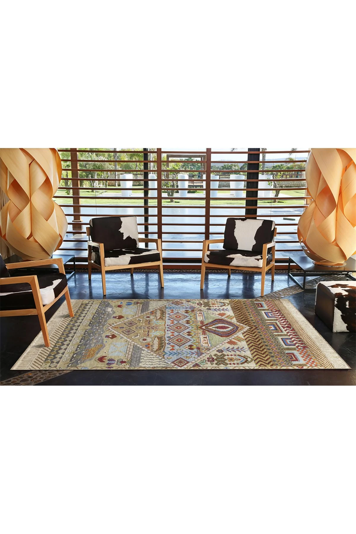 Kahverengi Geometrik Geleneksel Dokuma Halı 4028