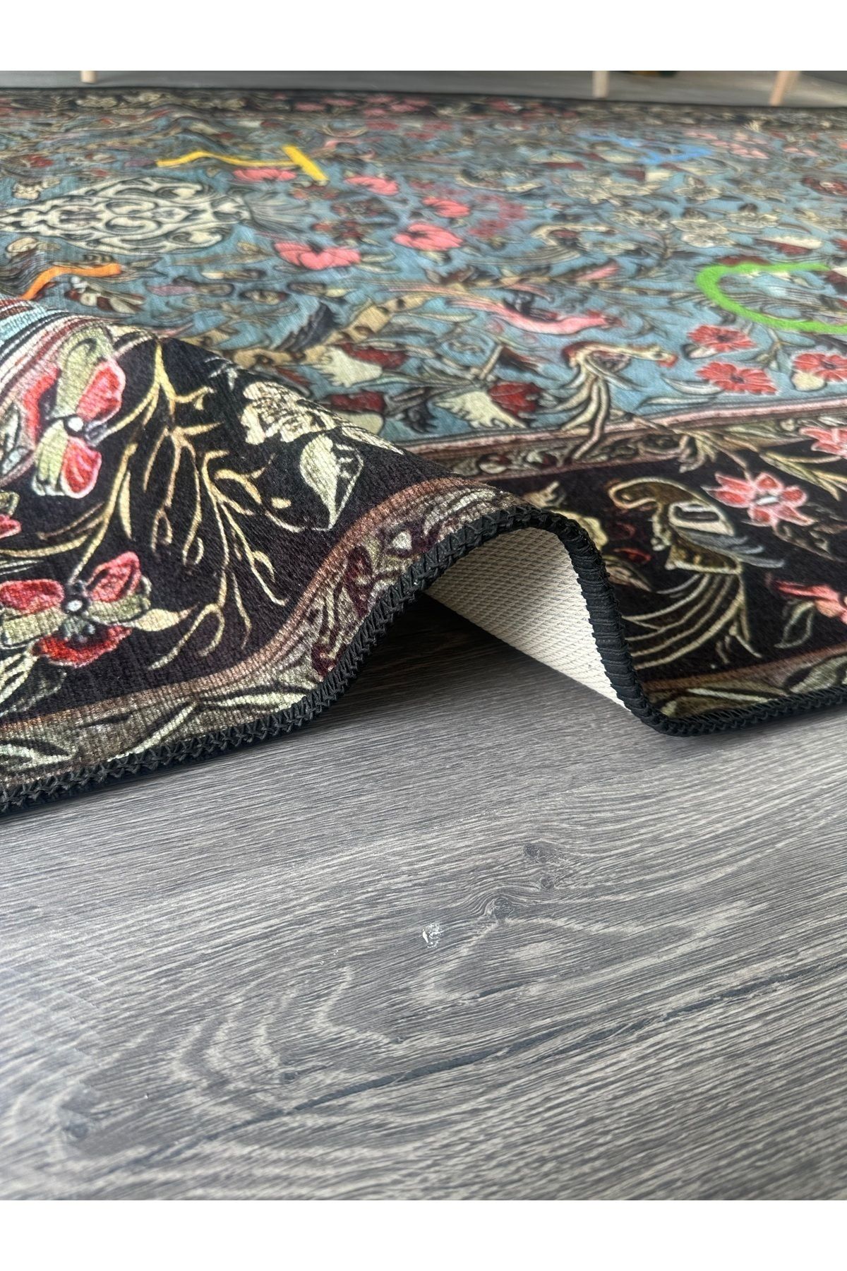 Opal Çok Renkli Geleneksel Desenli Beauty Yazı Detaylı Dokuma Taban Modern Dekoratif Halı opal07