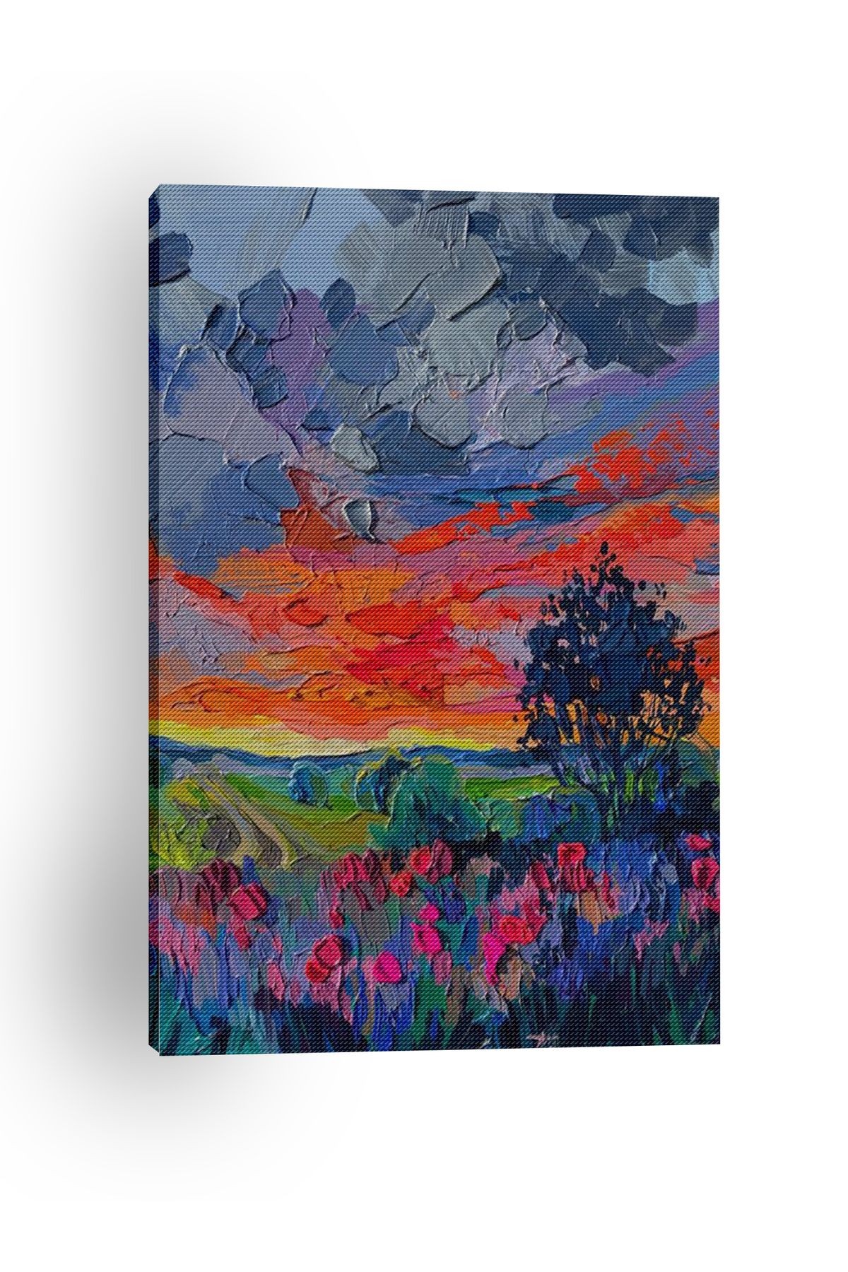 Kanvas Tablo Pastel Boyalı Gün Batımı Desenli Modern Tablo