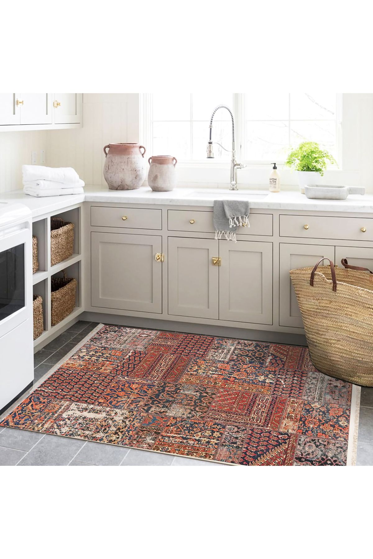 Kuzey Koleksiyonu Eskitme Görünümlü Etnik Desenli Dokuma Taban Dekoratif Halı kuzey42