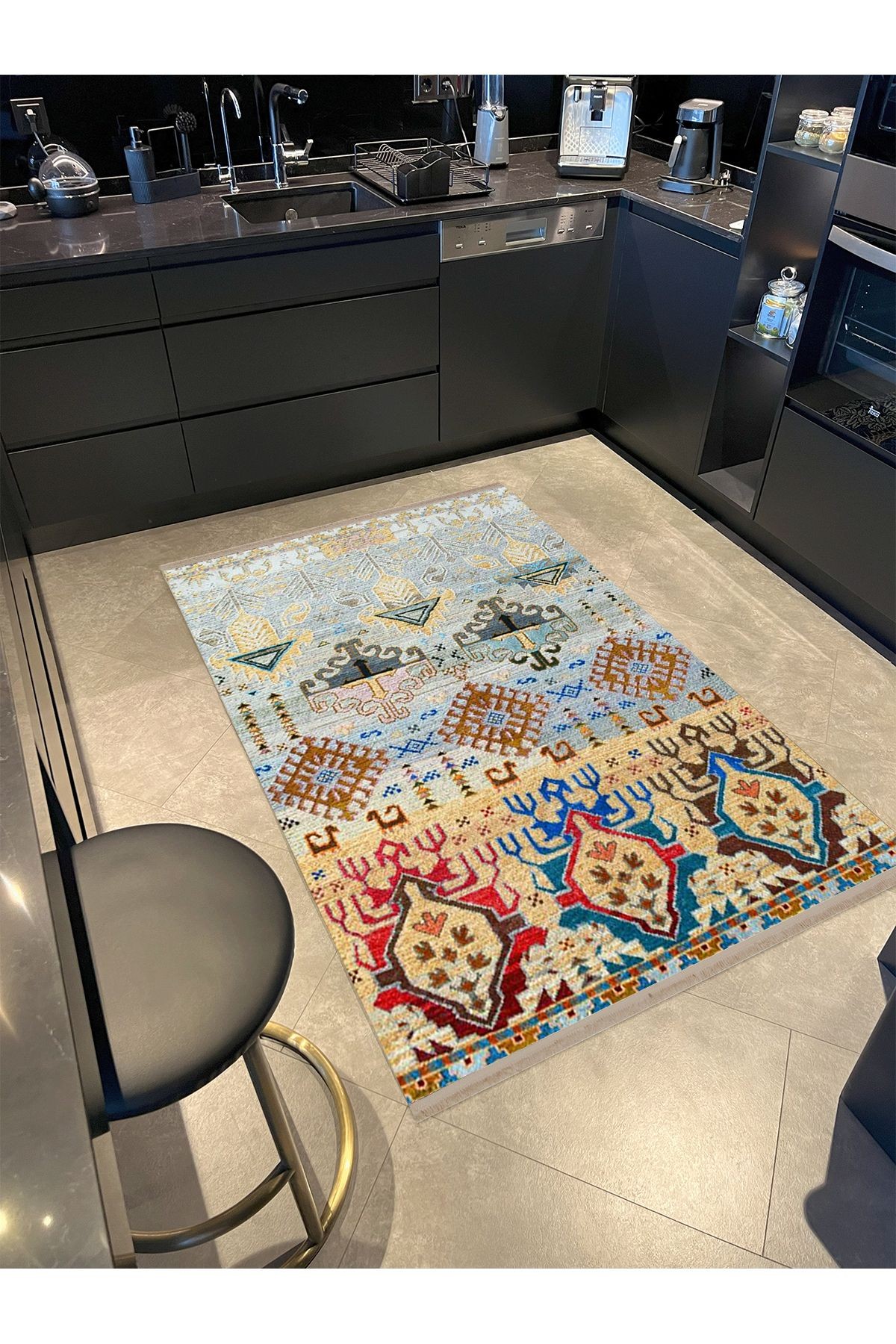 Barcelona Koleksiyonu Çok Renkli Geleneksel Motif Desenli Vintage Dekoratif Halı 28