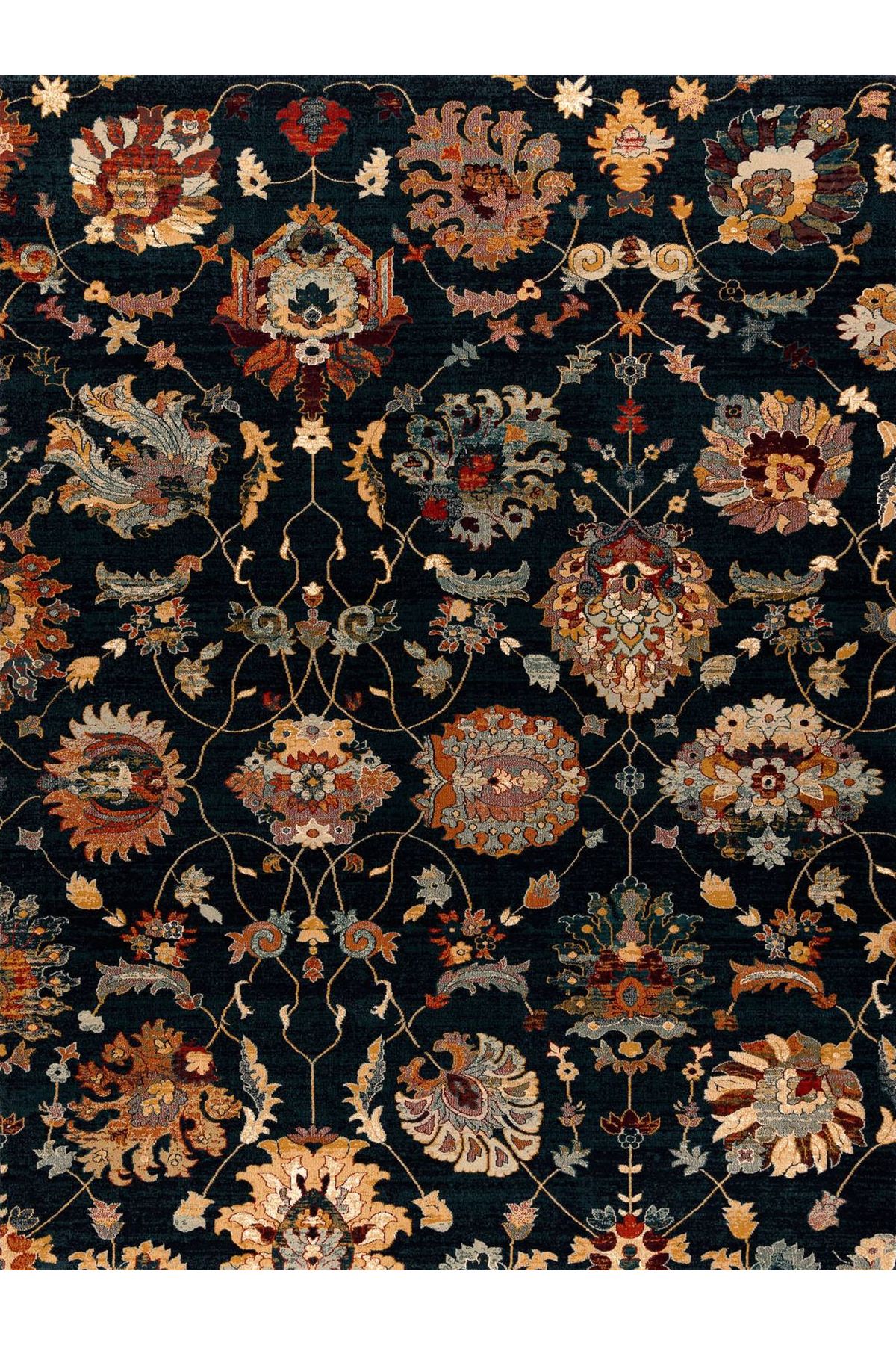 Kuzey Koleksiyonu Koyu Tonlarda Etnik Desenli Dokuma Taban Dekoratif Halı kuzey39