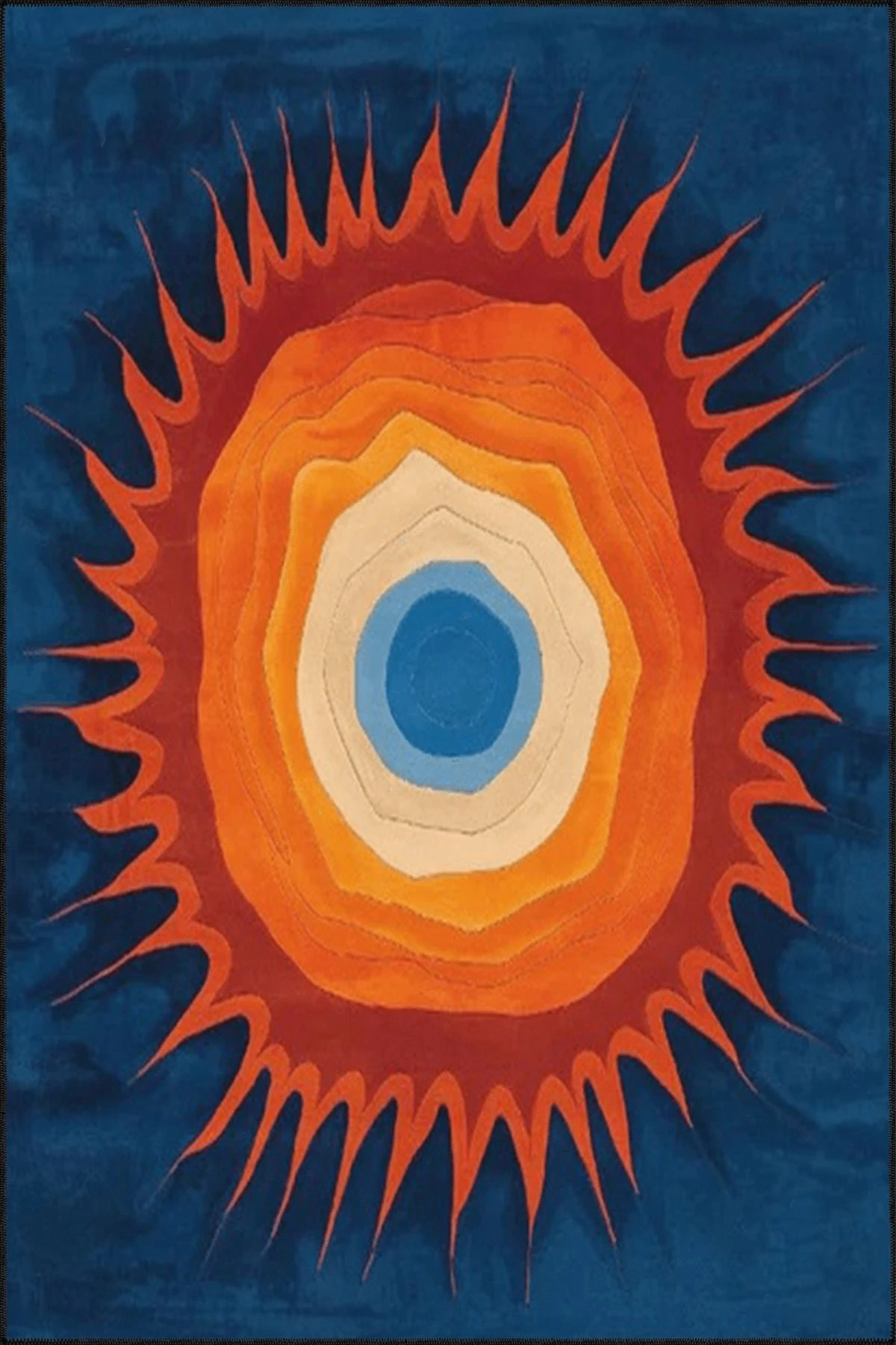 Paris Koleksiyonu Turuncu ve Mavi Temalı Soyut Abstract Şekil Desenli Modern Dekoratif Halı 139