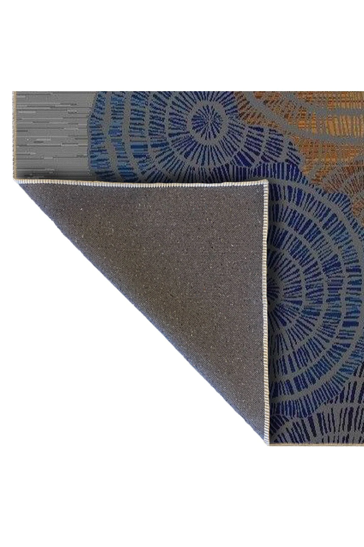 Gri Mavi Temalı Soyut Daire Desenli Kreatif Modern Dekoratif Halı 4904