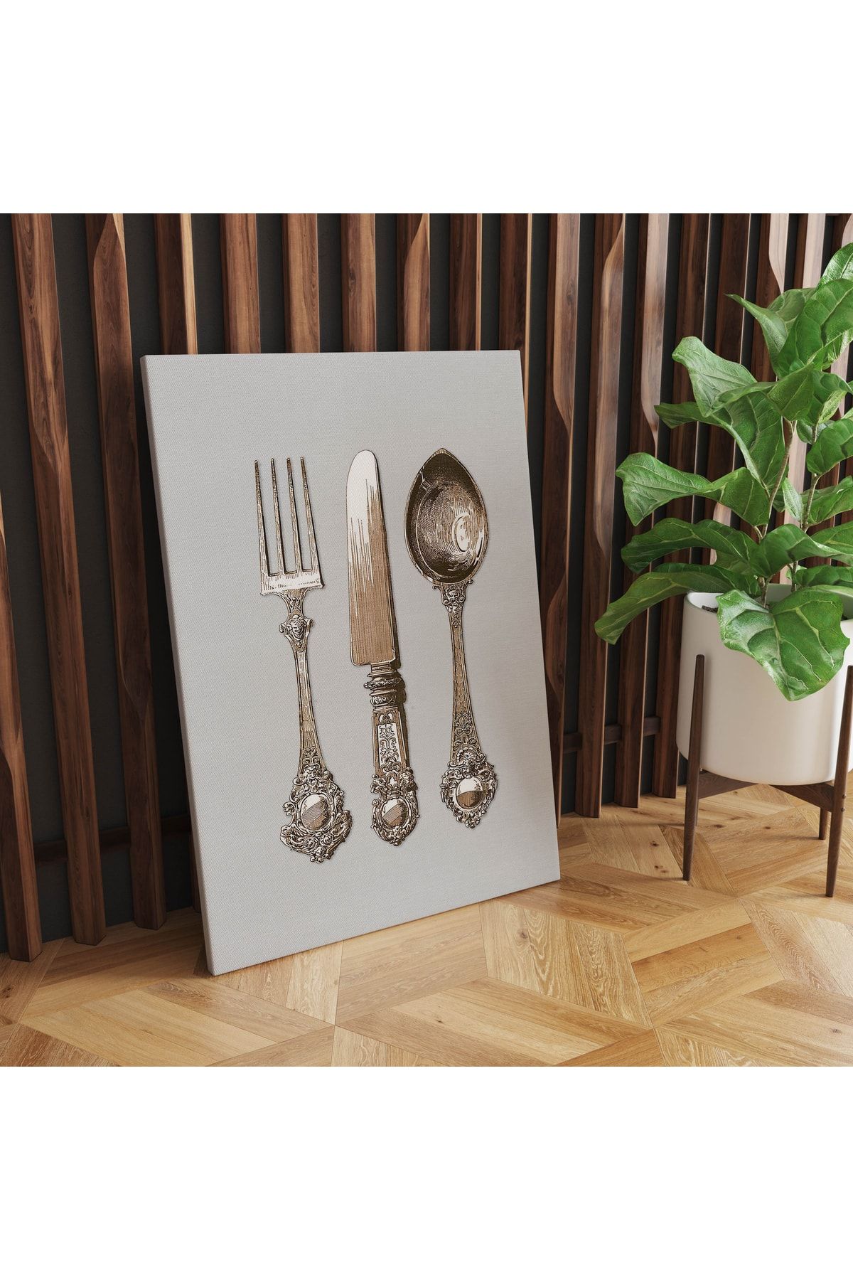 Kanvas Tablo Çatal Bıçak Kaşık Temalı Vintage Görünüm 959