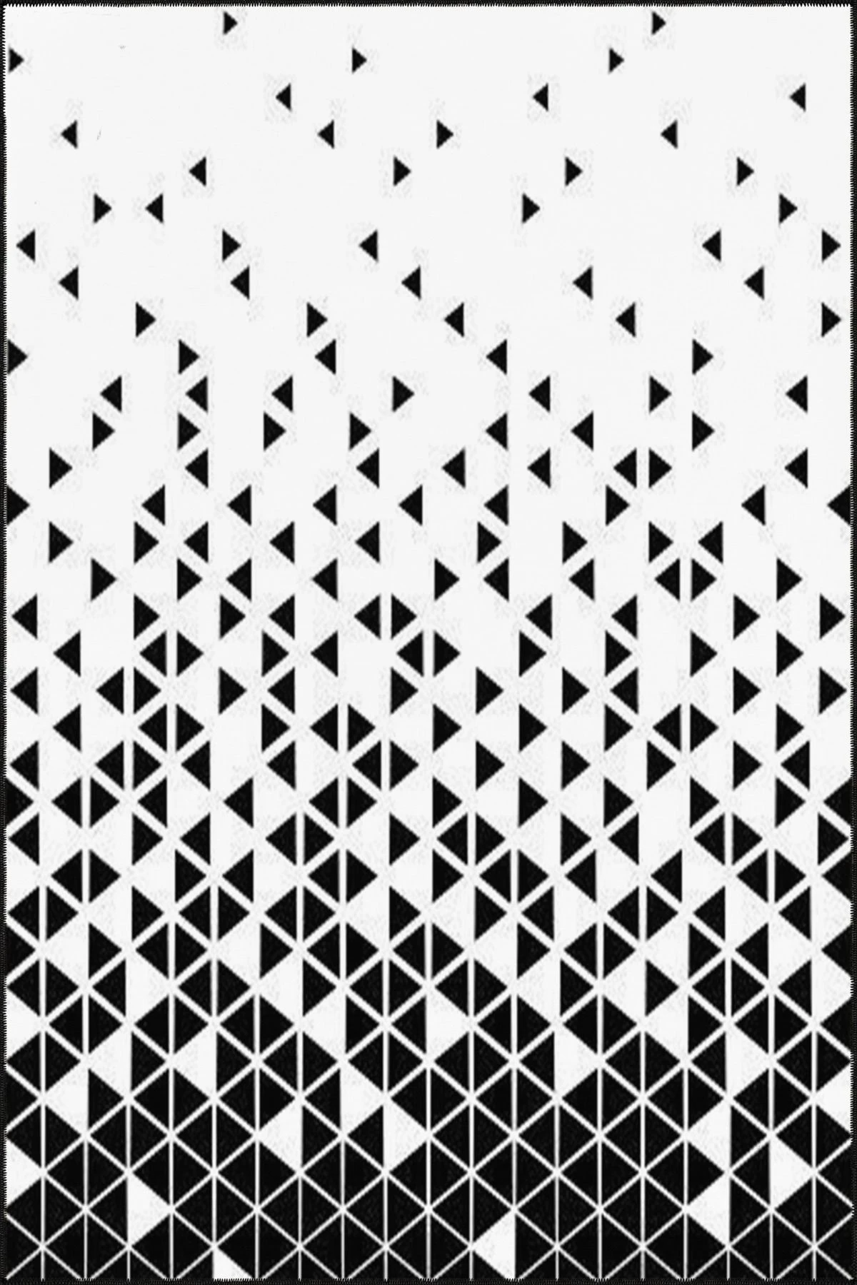 Siyah Beyaz Üçgen Geometrik Temalı Dokuma Taban Halı ve Yıkanabilir Halı miravip9823