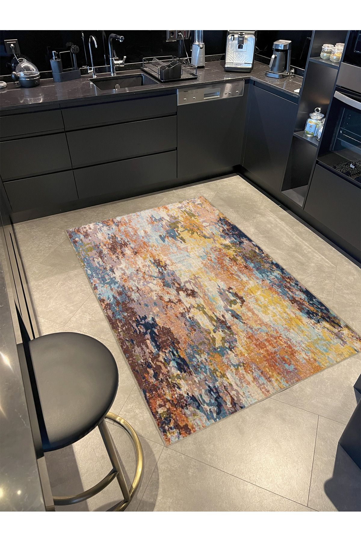 Çok Renkli Abstract Soyut Desenli Modern Dekoratif Halı 3927