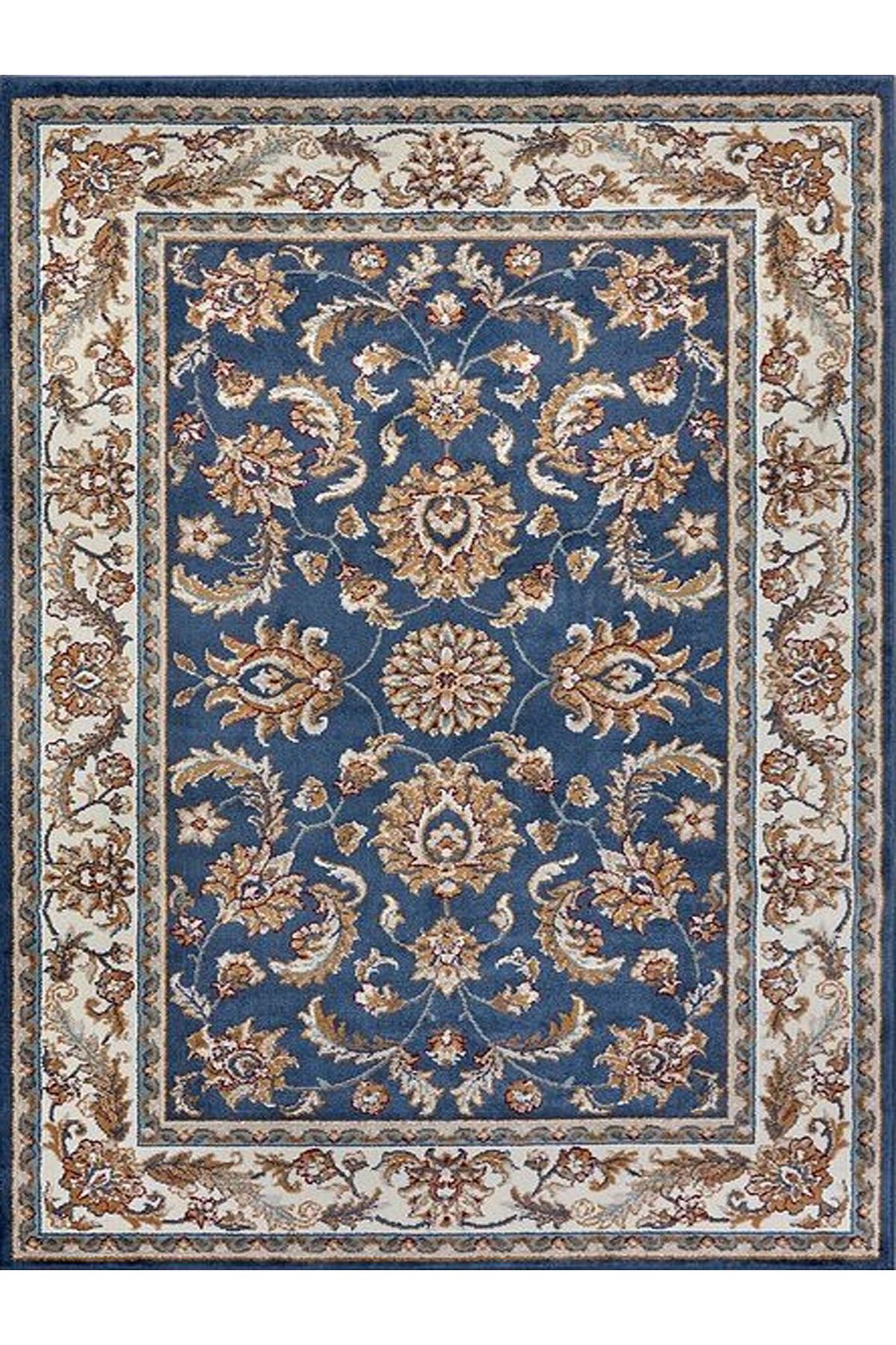 Kuzey Koleksiyonu Mavi Bej Etnik Desenli Dokuma Taban Dekoratif Halı kuzey12