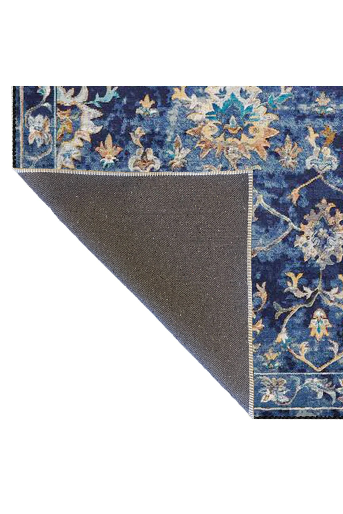 Floral Çiiçekli Mavi Renkli Dokuma Taban ve Dekoratif Halı miravip611