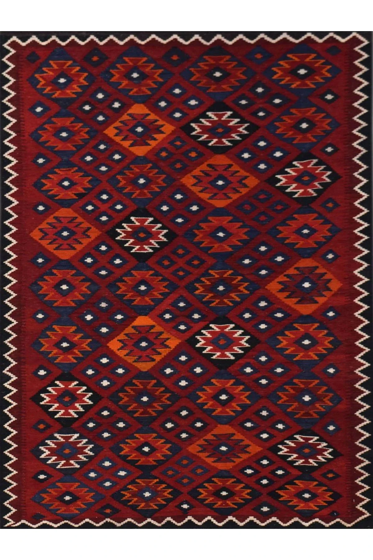 Asena Koleksiyonu Bordo Temalı Etnik Motifli ve Geleneksel Desenli Vintage Dekoratif Halı 03