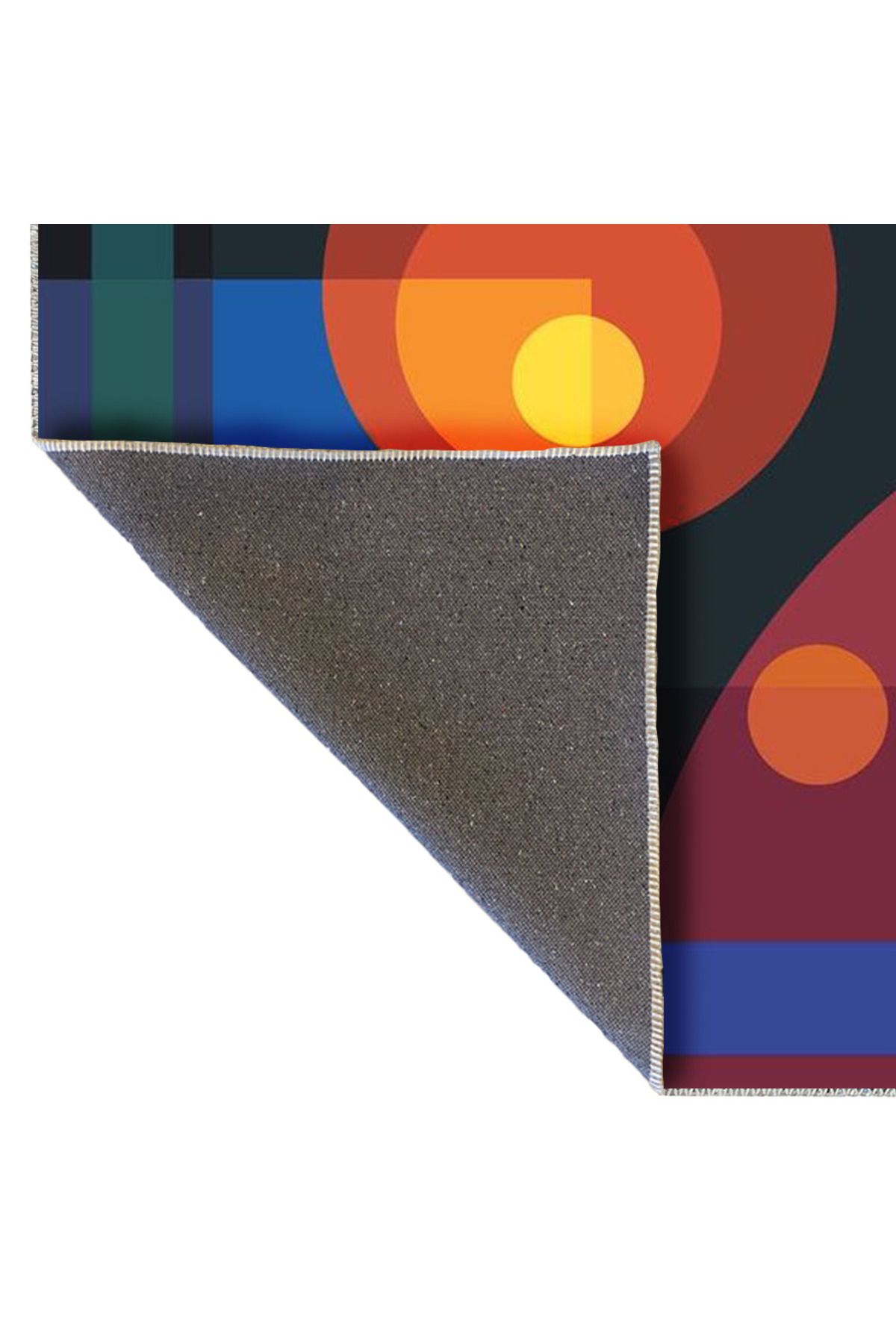 Güneş Koleksiyonu Çok Renkli Geometrik Şekiller Desenli Dokuma Taban Modern Dekoratif Halı güneş03