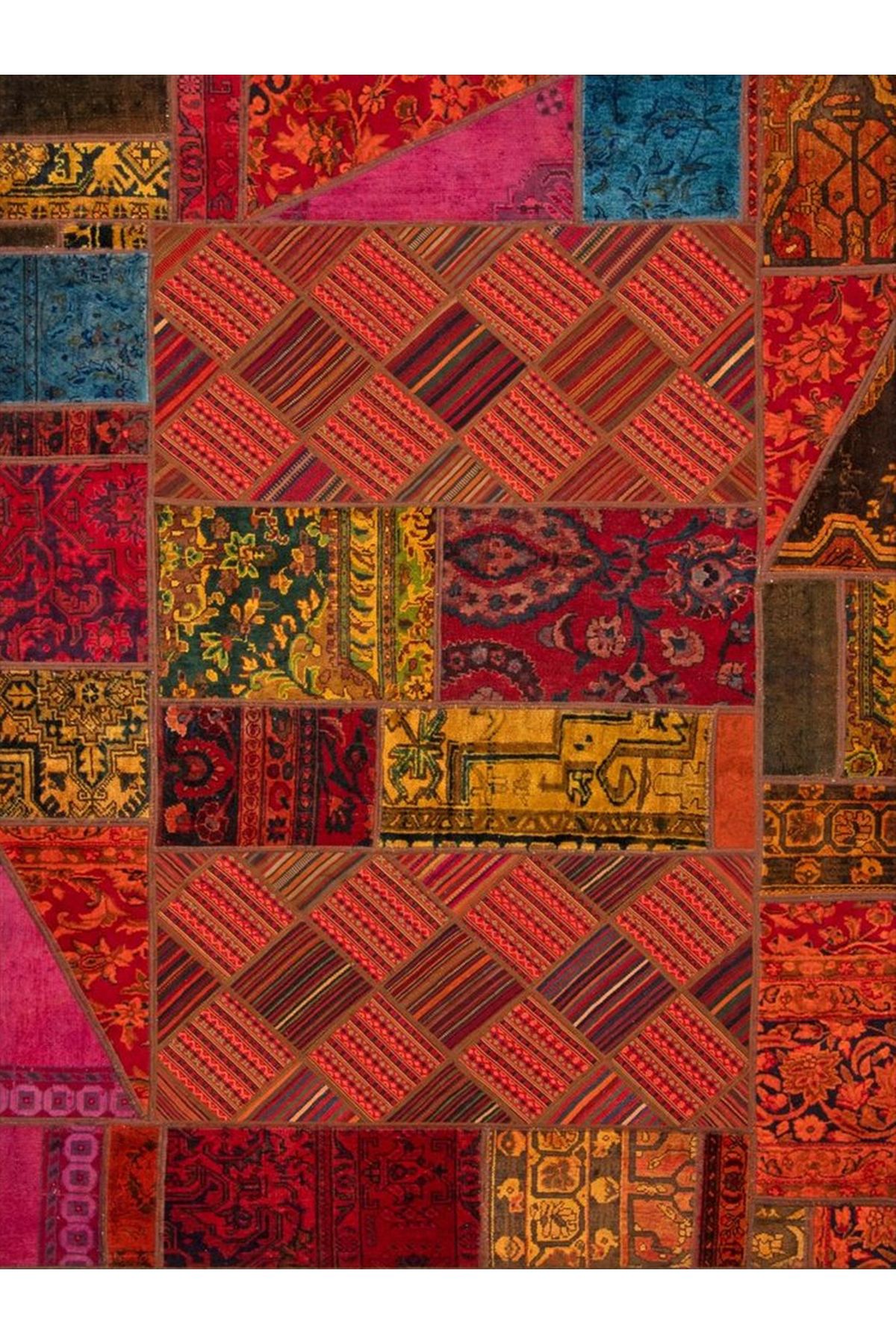 Cansu Koleksiyonu Patchwork Görünümlü Çok Renkli Dokuma Taban Modern Dekoratif Halı cansu08