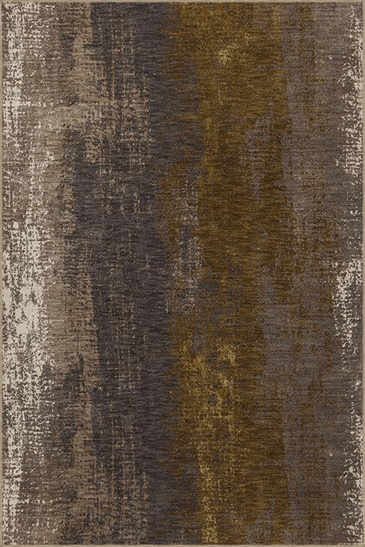 Kahvve Gri Temalı Soyut Desenli Kreatif Modern Dekoratif Halı 3983