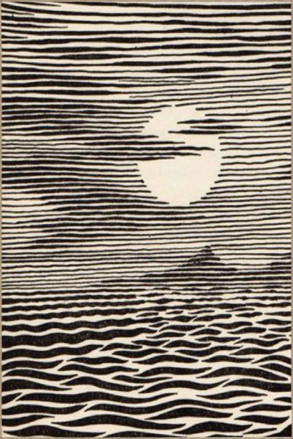 Kahverengi Deniz Temalı Çizgili Temalı Dekoratif Halı ve Yıkanabilir Halı miravip9763