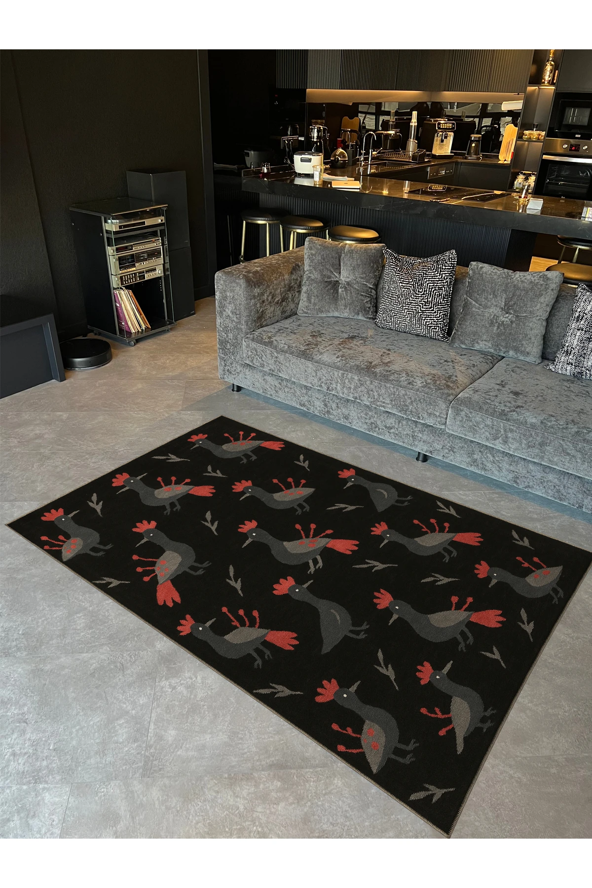 MOSSO Kuş Temalı Desenli Modern Dekoratif Halı mosso432