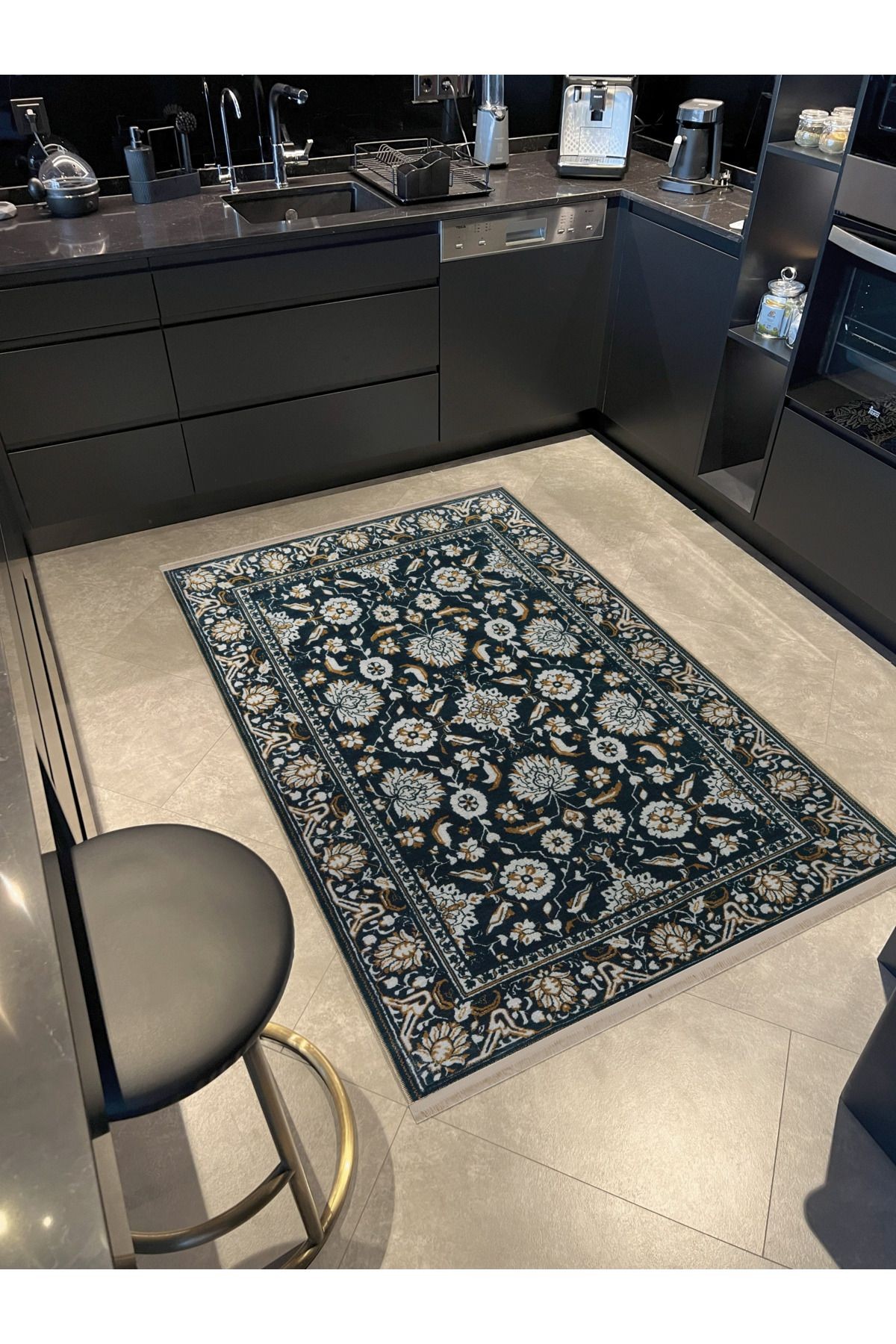 Çok Renkli Geleneksel Motif Etnik Çiçek Desenli Kreatif Vintage Dekoratif Halı 2845
