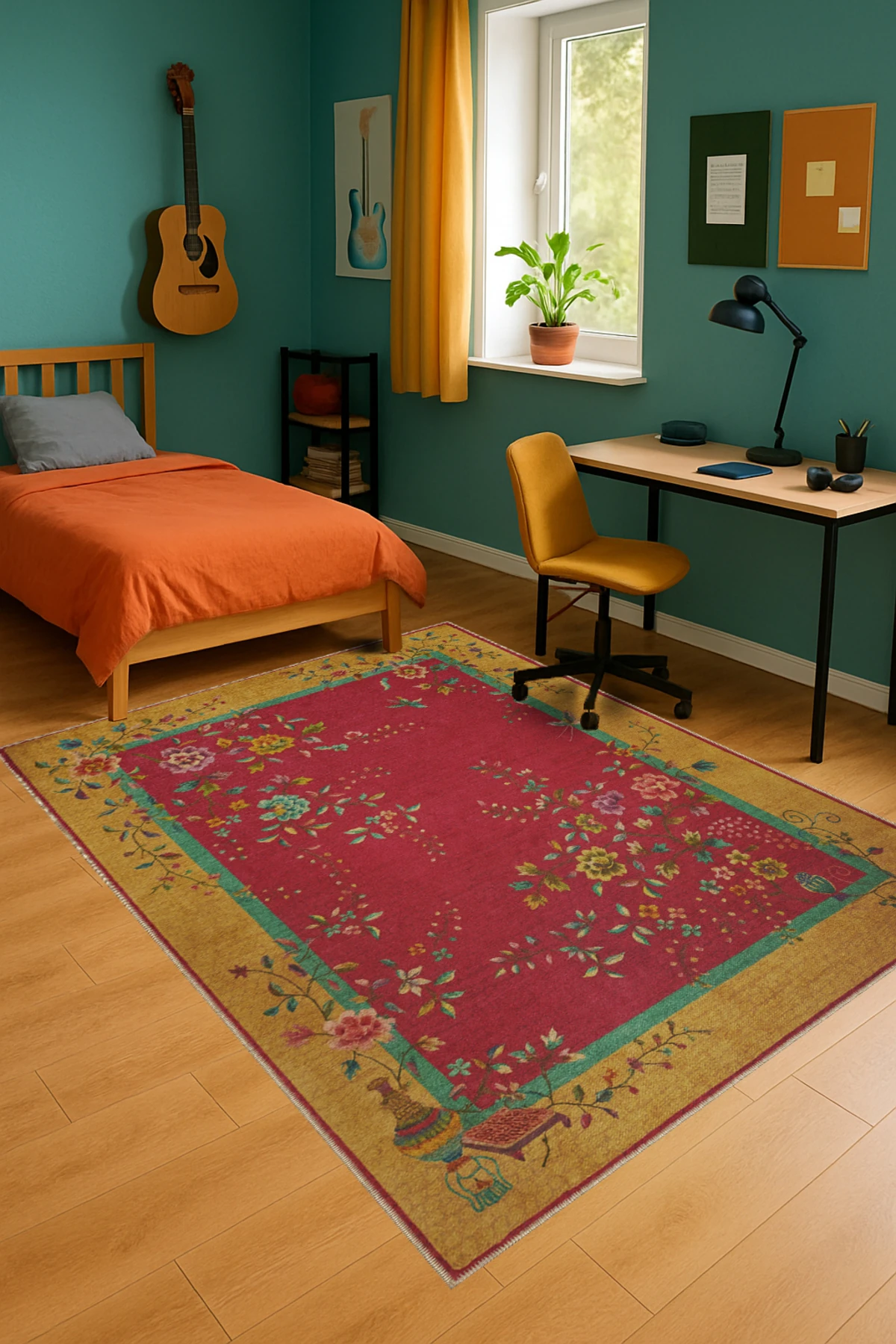 MOSSO Geleneksel Motifli Desen Dokuma Taban Vintage Dekoratif Halı mosso887