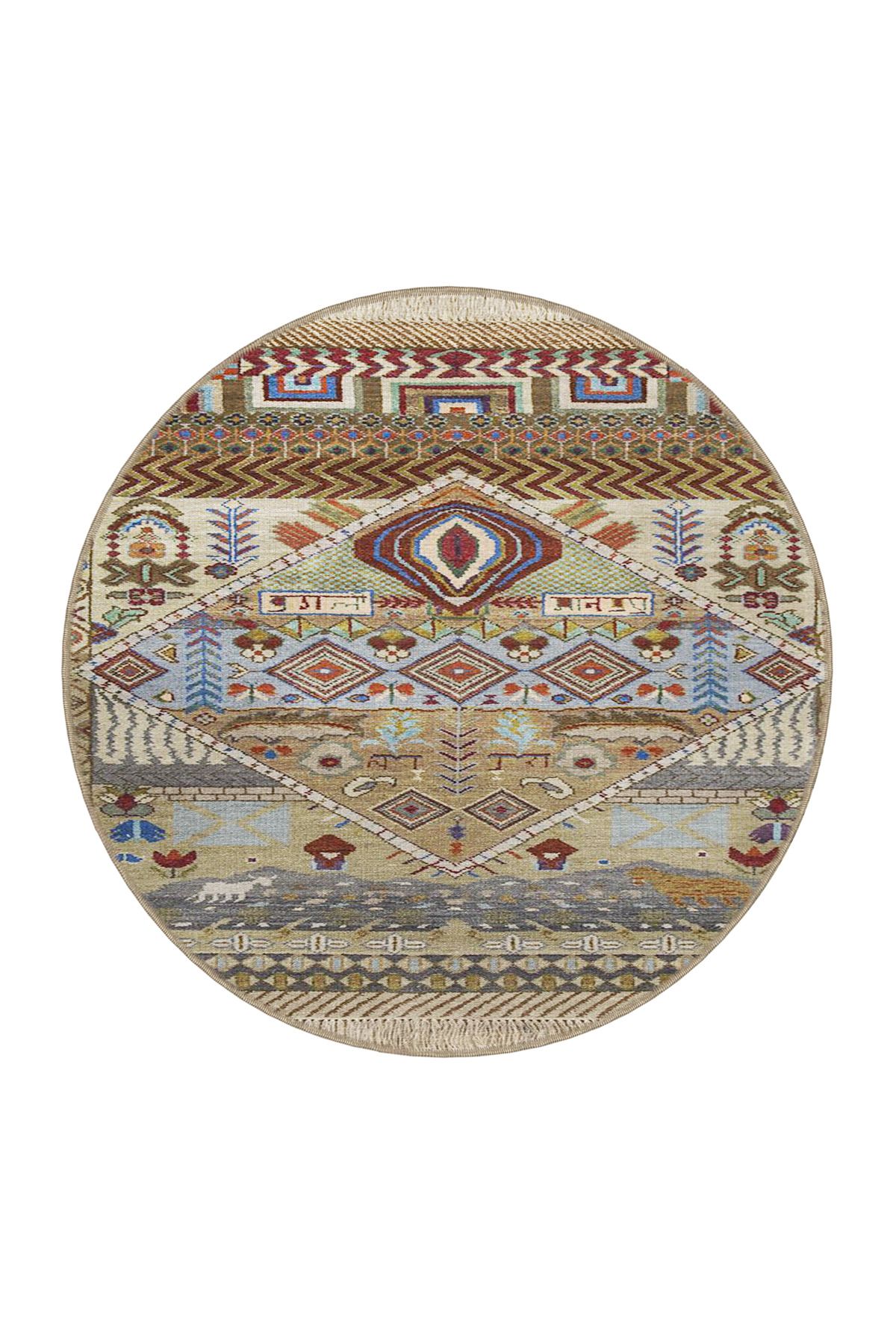 Kahverengi Geometrik Geleneksel Dokuma Halı 4028