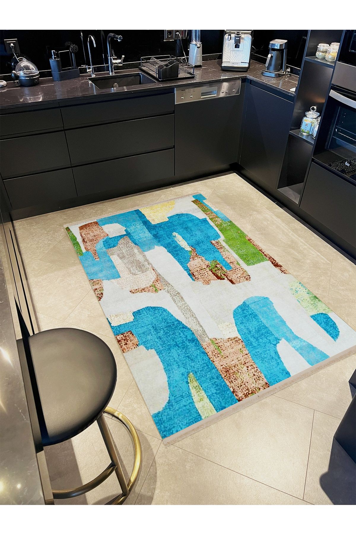 Barcelona Koleksiyonu Çok Renkli Soyut Desenli Kreatif Modern Dekoratif Halı 54