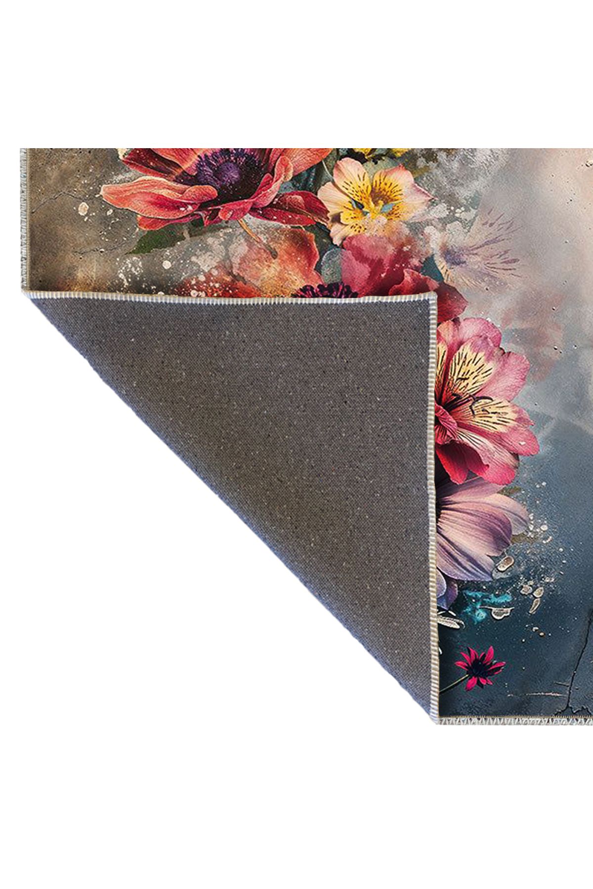 Güneş Koleksiyonu Renkli Çiçekler  Desenli Dokuma Taban Modern Dekoratif Halı güneş48