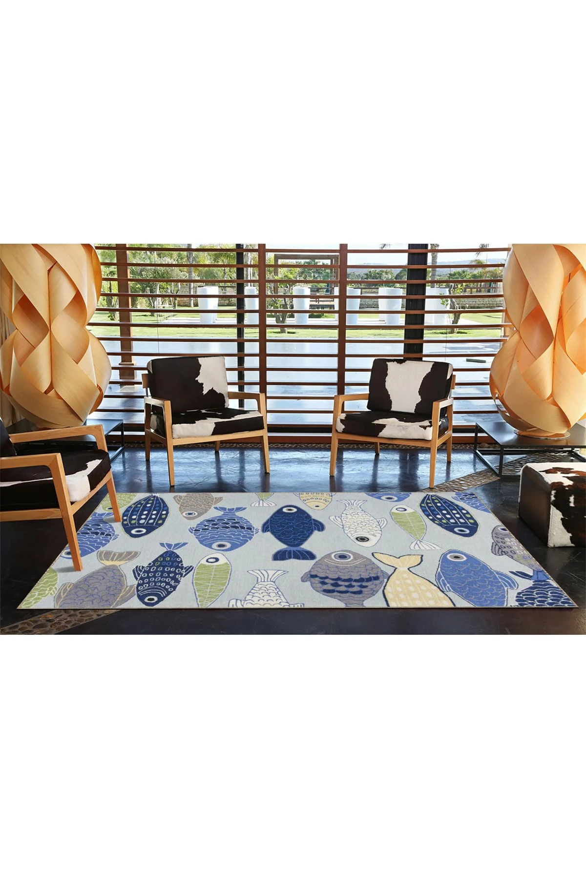 Balık Desenli Dokuma Taban ve Dekoratif Halı miravip623